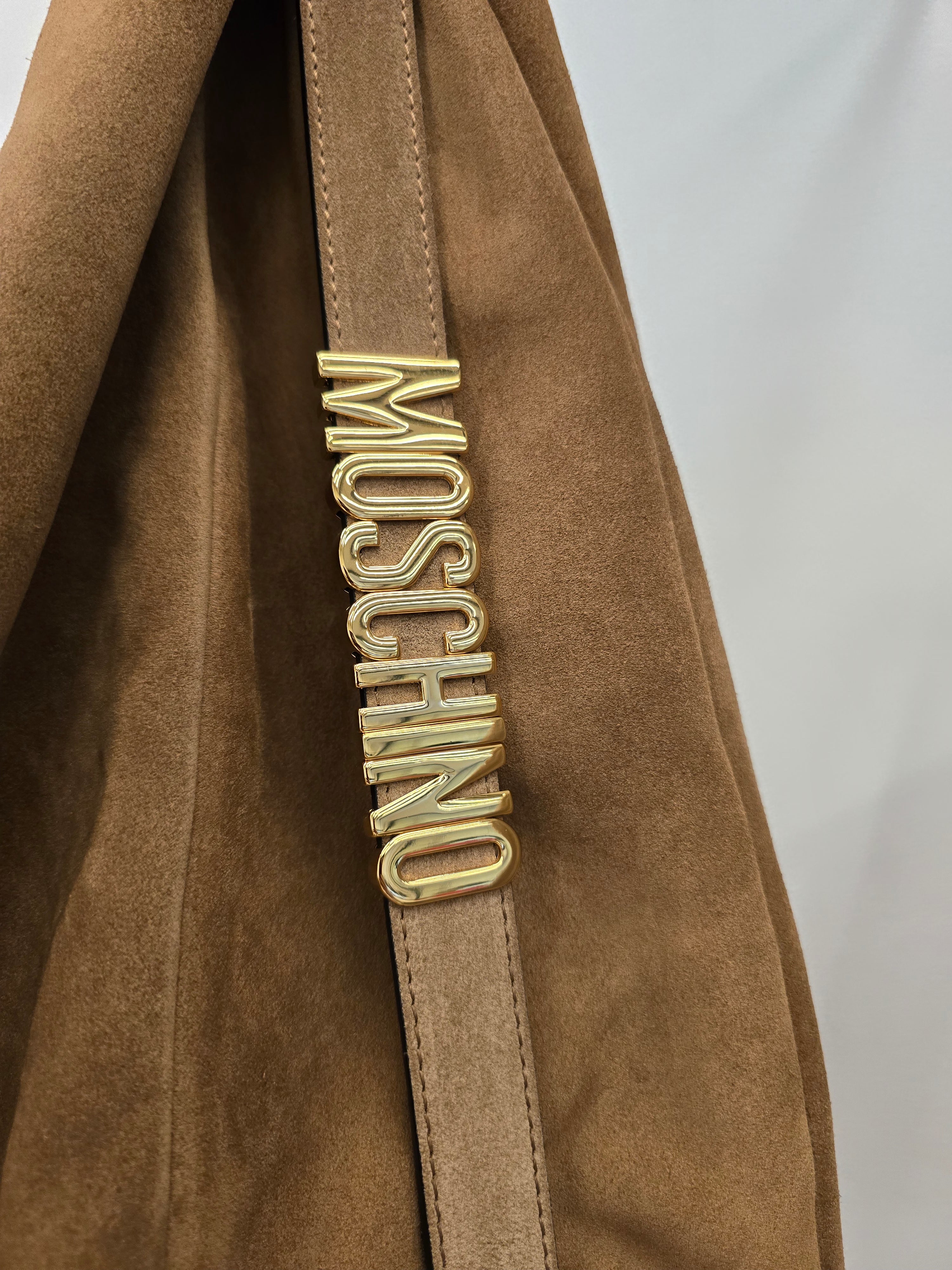 Moschino - Borsa a spalla scamosciata miele