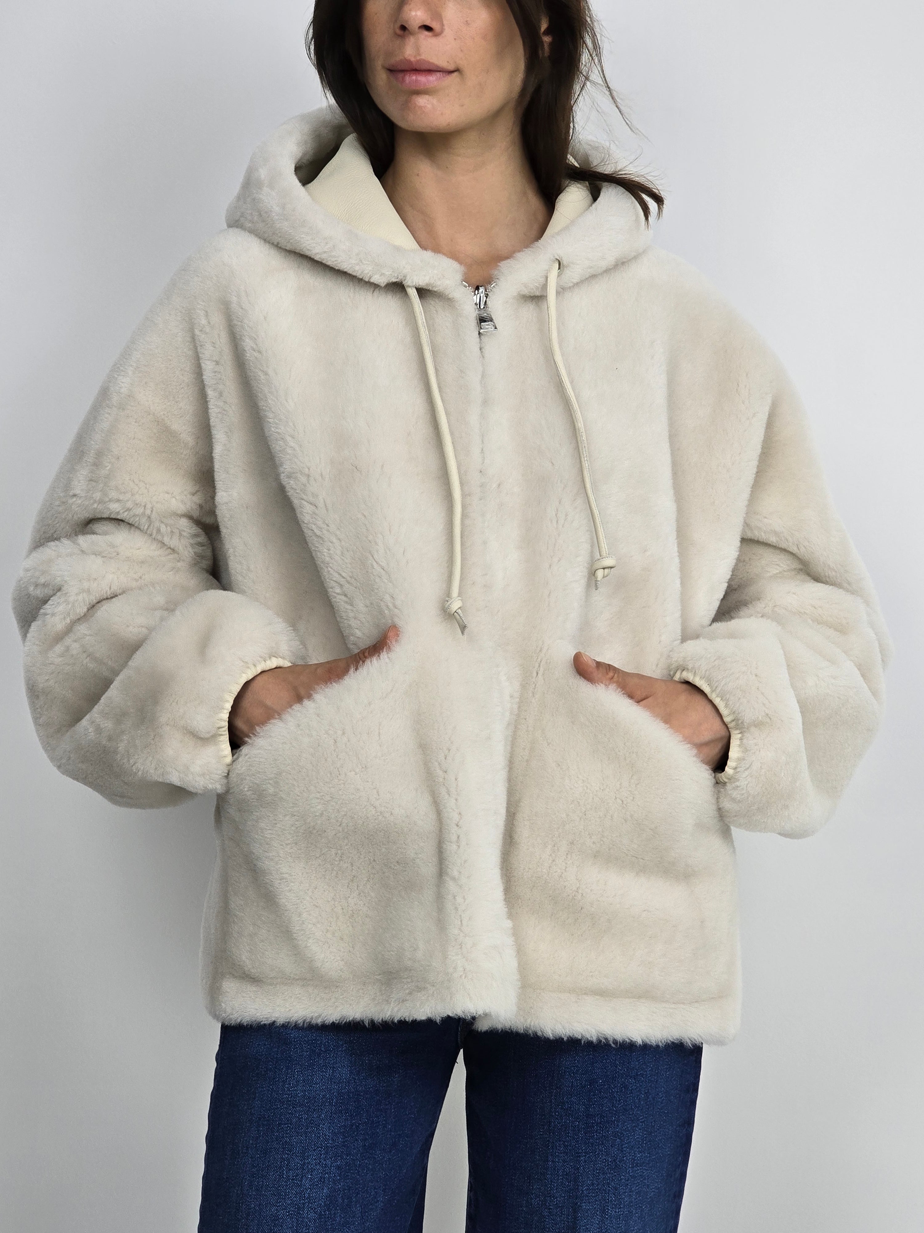 Blancha - Giacca in shearling color latte