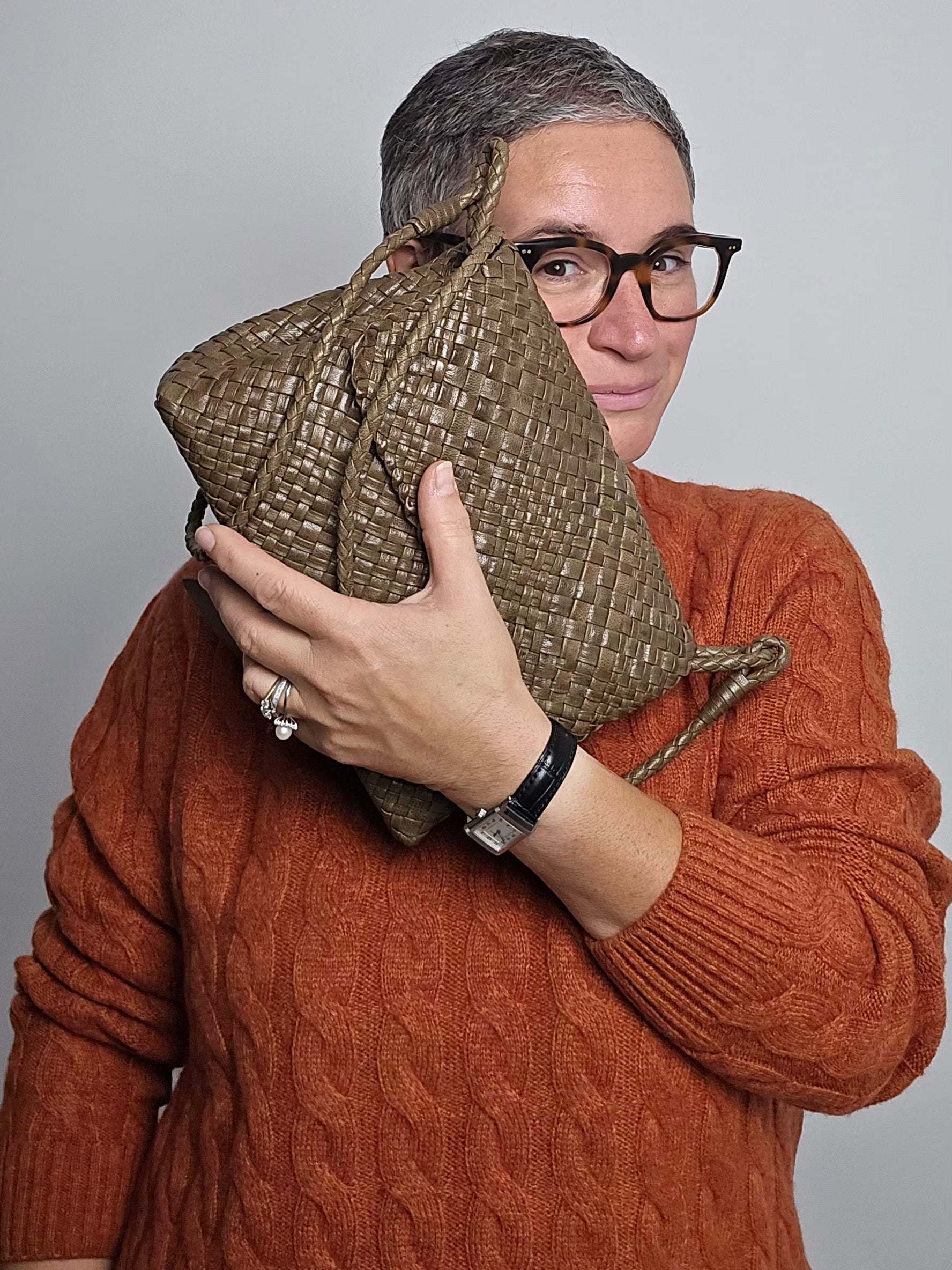 Ibeliv - Borsa intrecciata " Paris" kaki