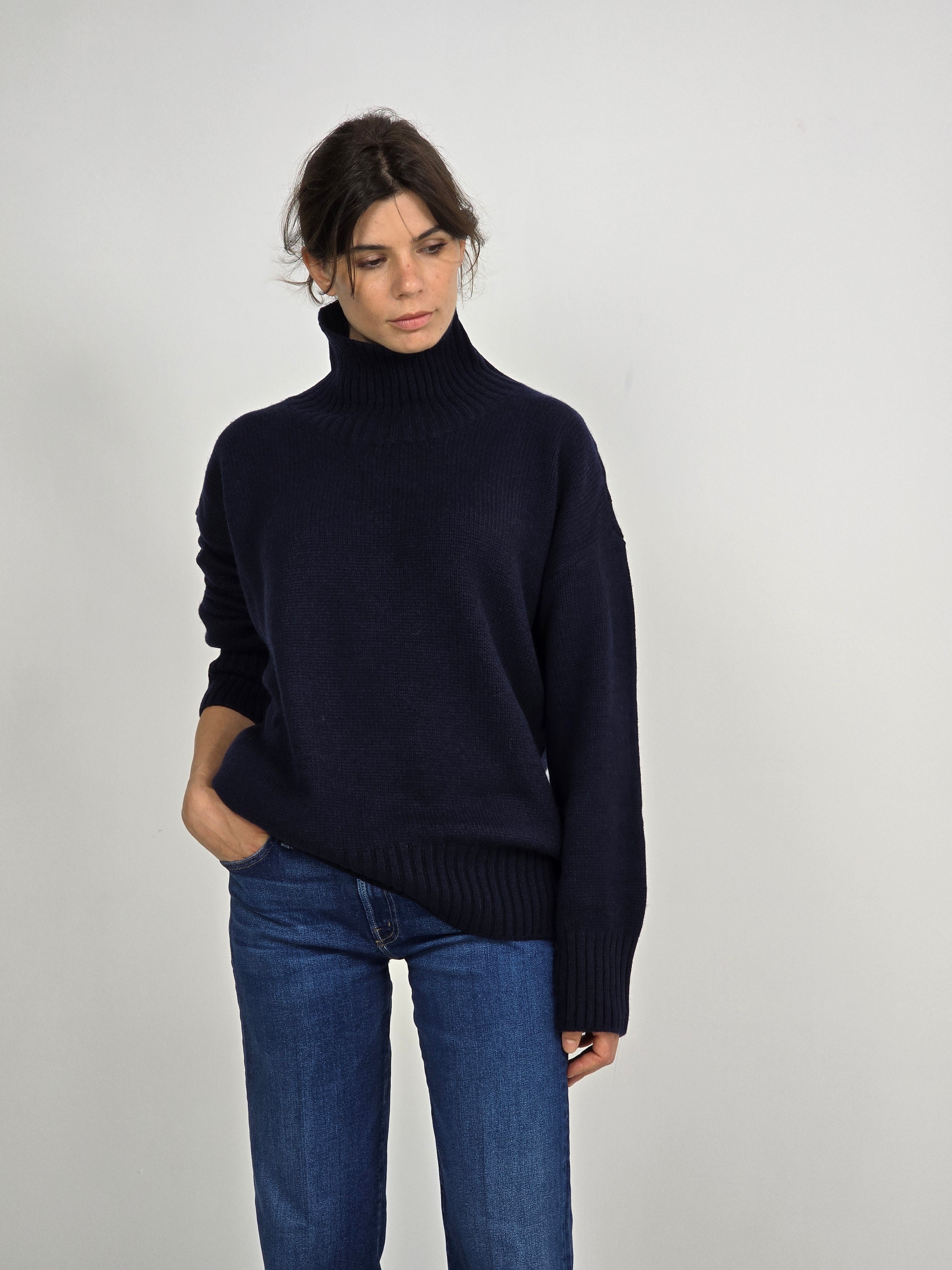 Canessa - Maglia cashmere blu "Connie"