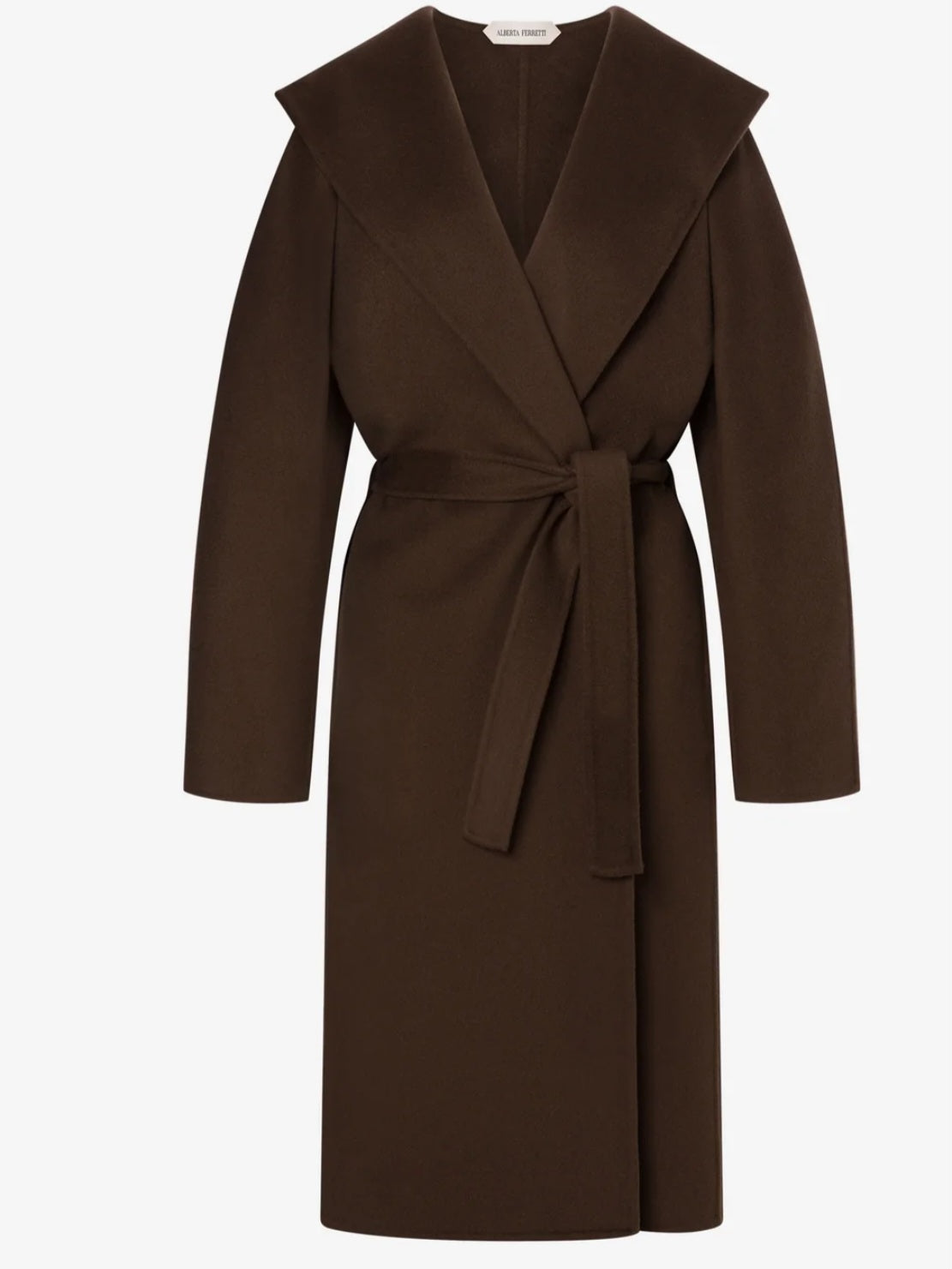 Alberta Ferretti - Cappotto lungo in panno double, marrone