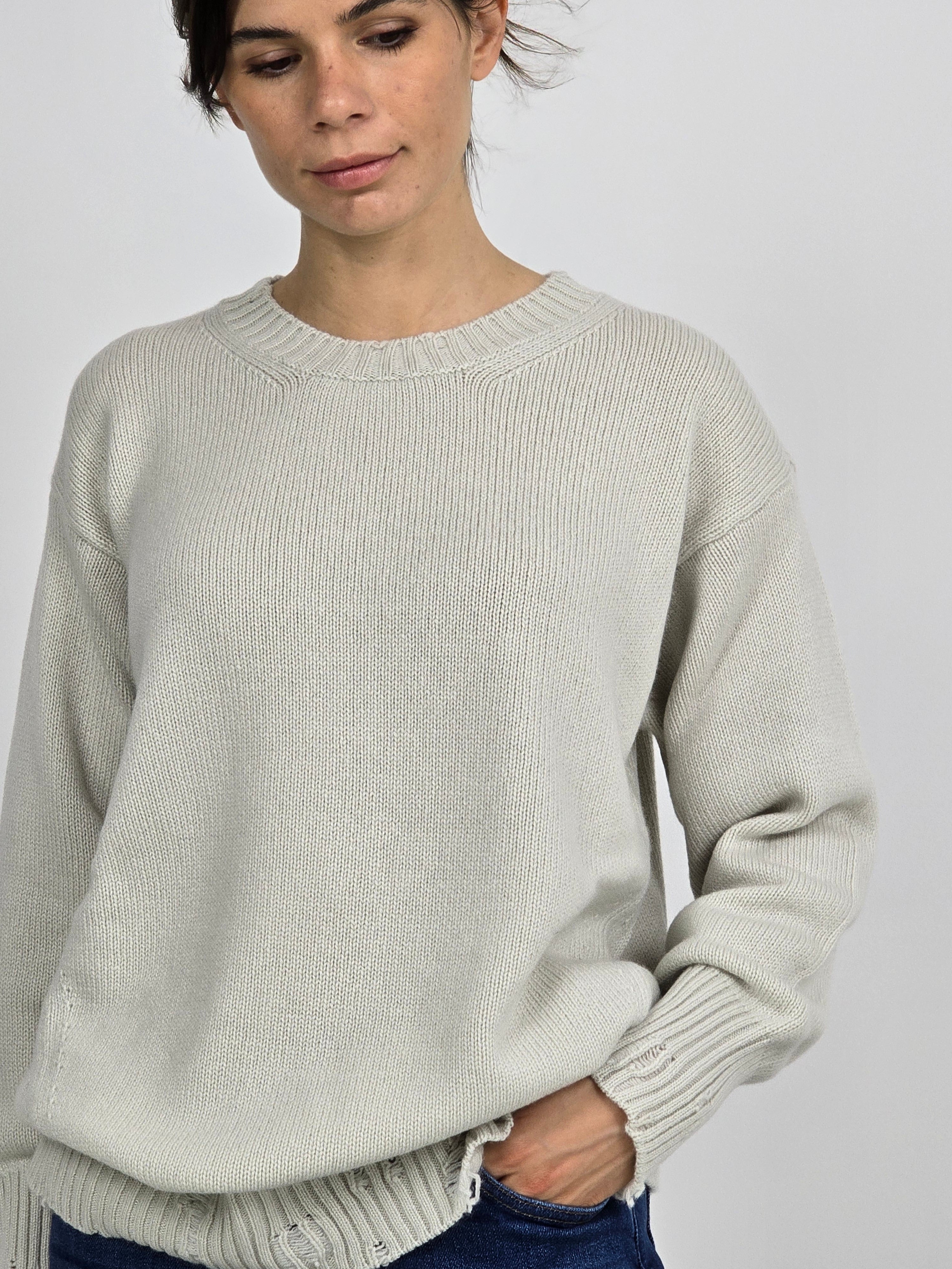 Canessa - Maglia in cashmere "Leda" bianco latte