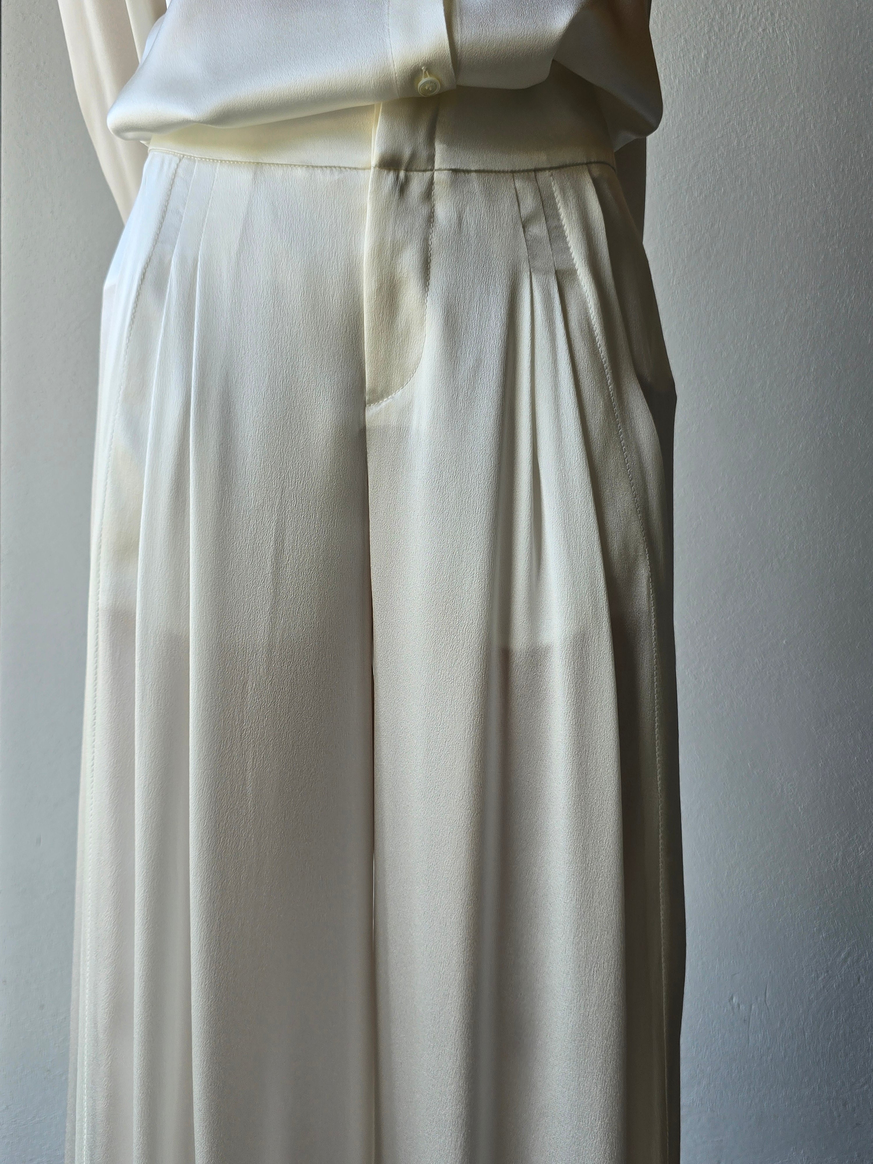 Alberta Ferretti - Pantalone bianco satin