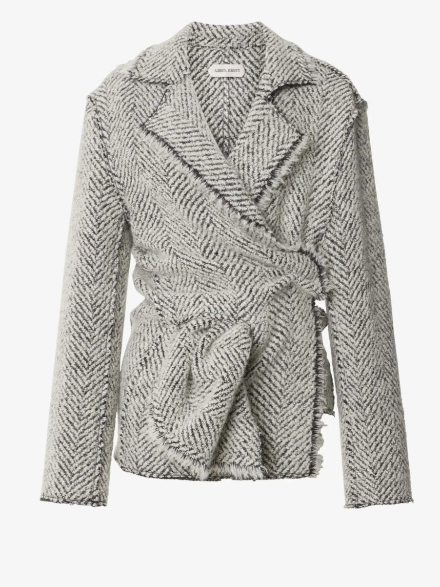 Alberta Ferretti -- Giacca in bouclè spigato avorio