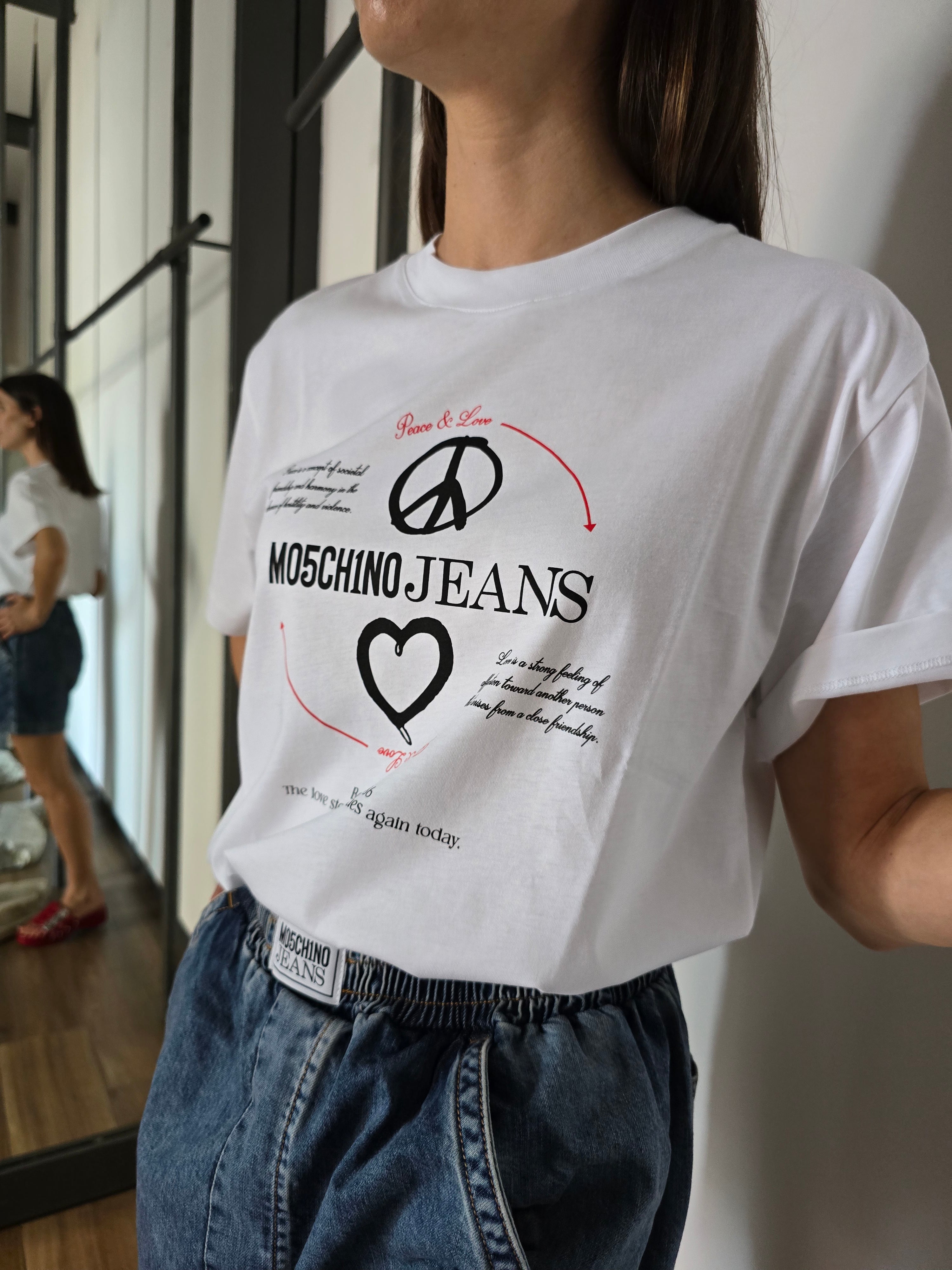 Moschino Jeans - T-shirt fantasia bianca
