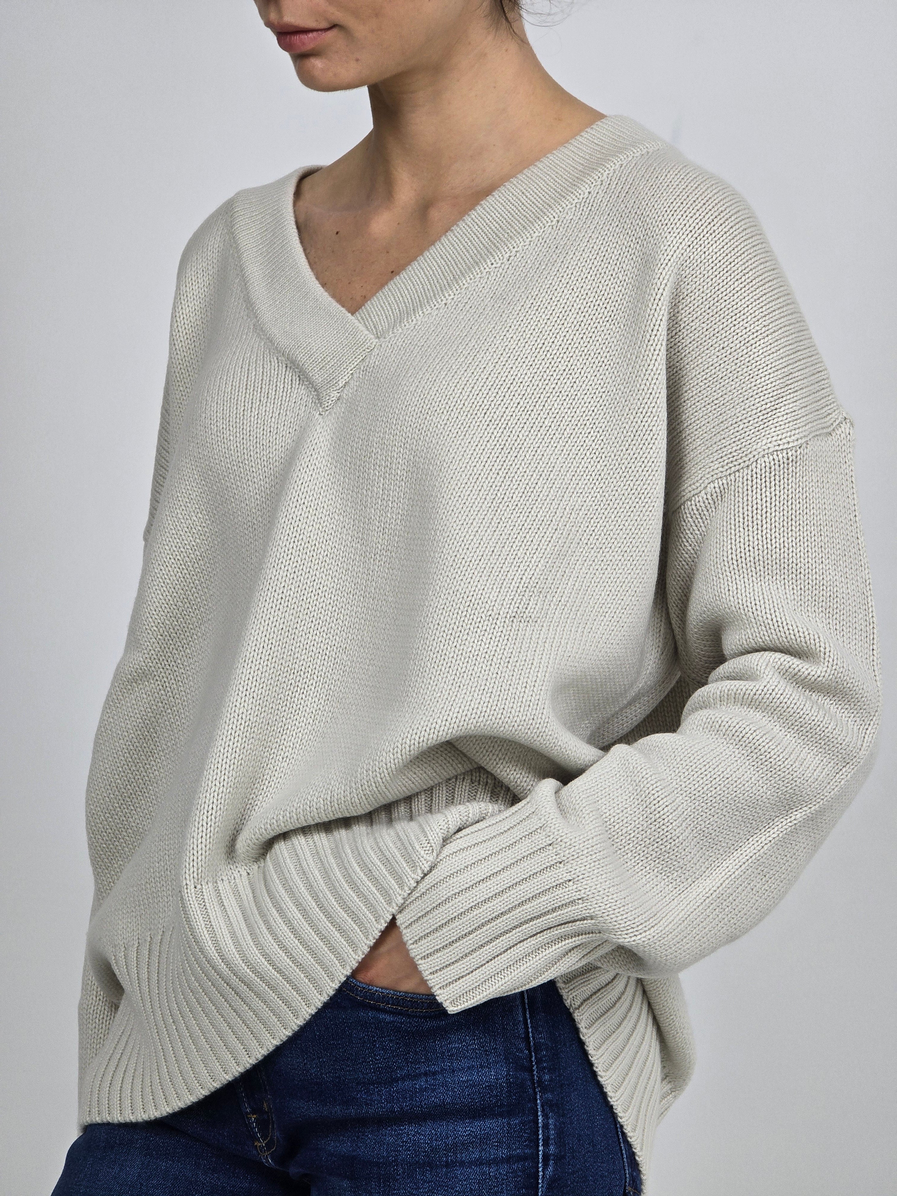 Canessa - Pullover in cashmere "Patricia" color talco