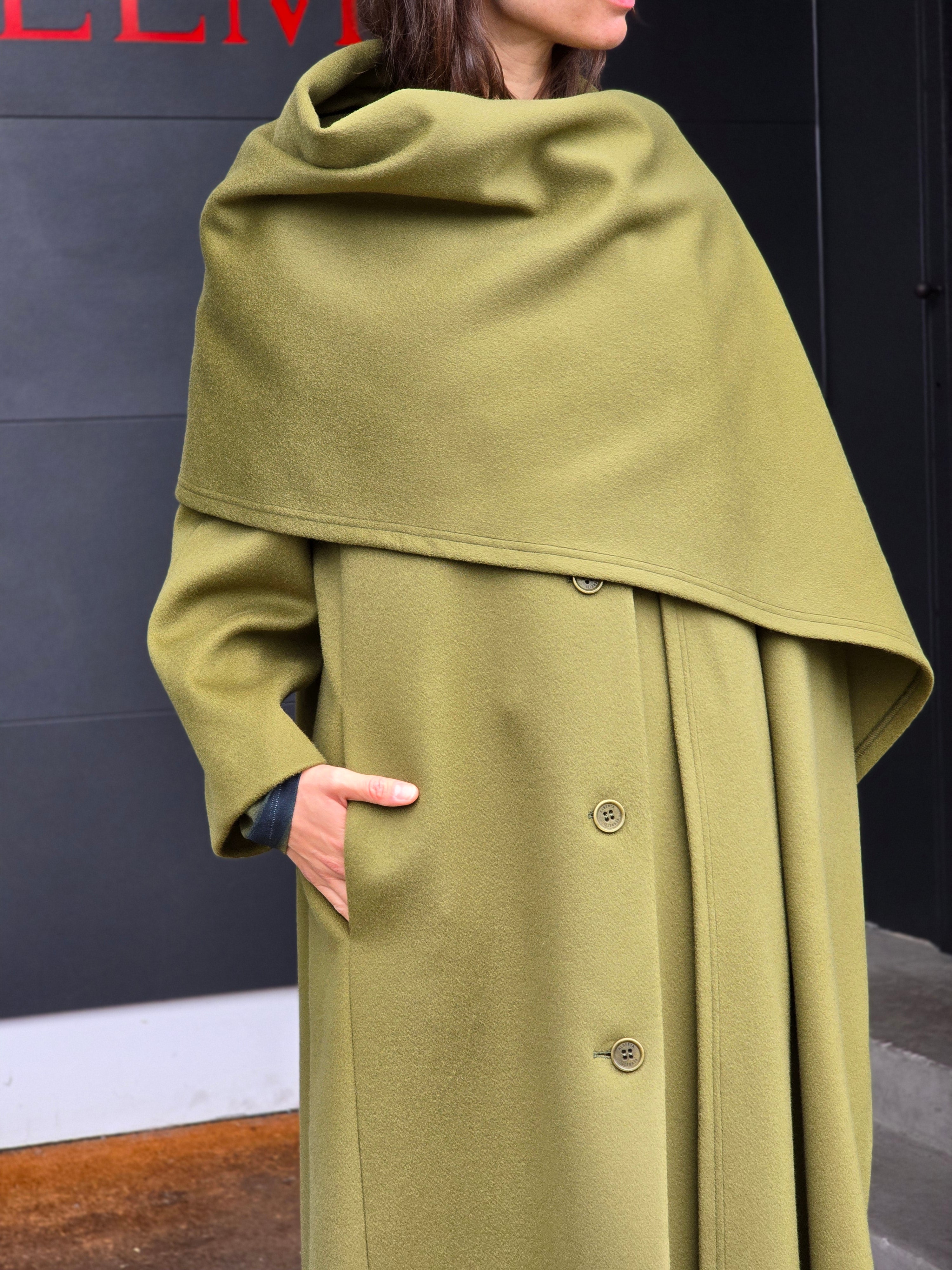 Alberta Ferretti - Cappotto panno lana cashmere verde