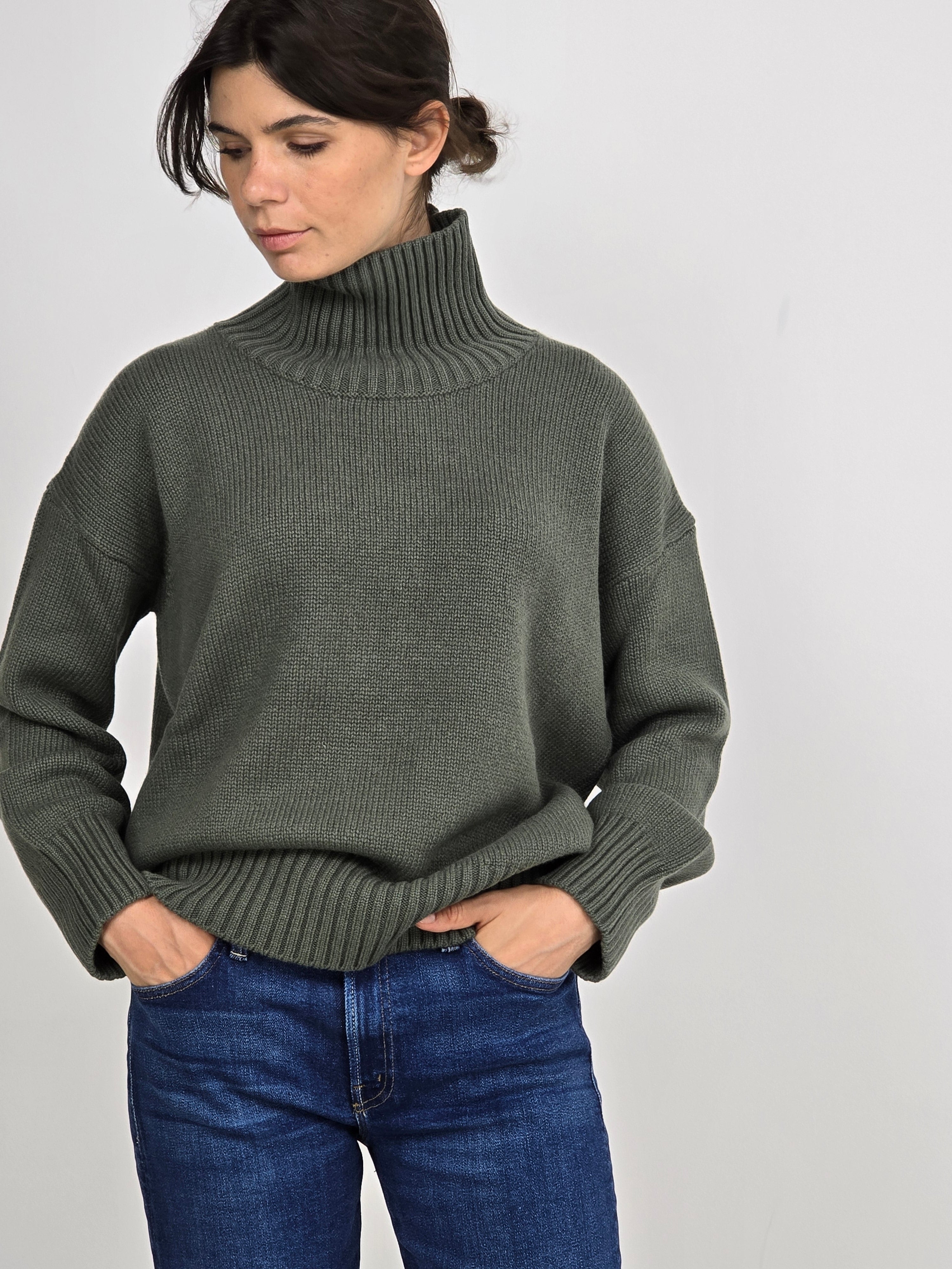 Canessa - Maglia cashmere verde bosco "Connie"