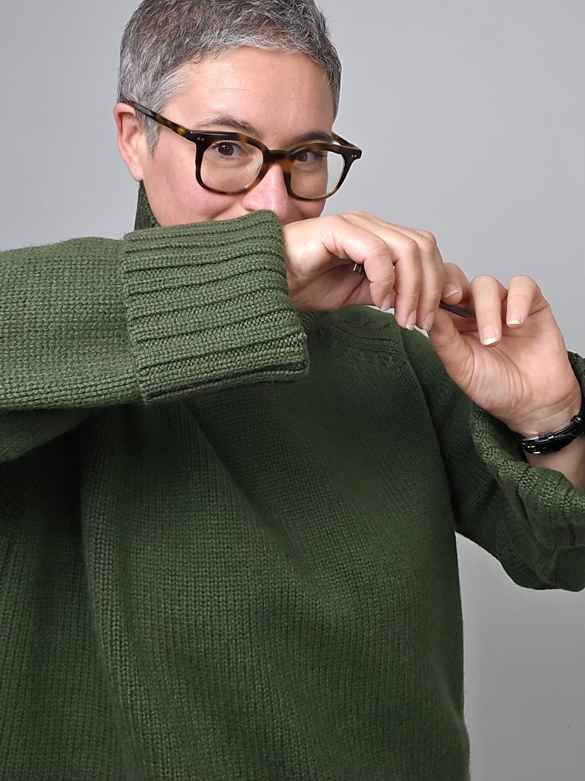 Be You - Maglia cashmere turtle neck loden green