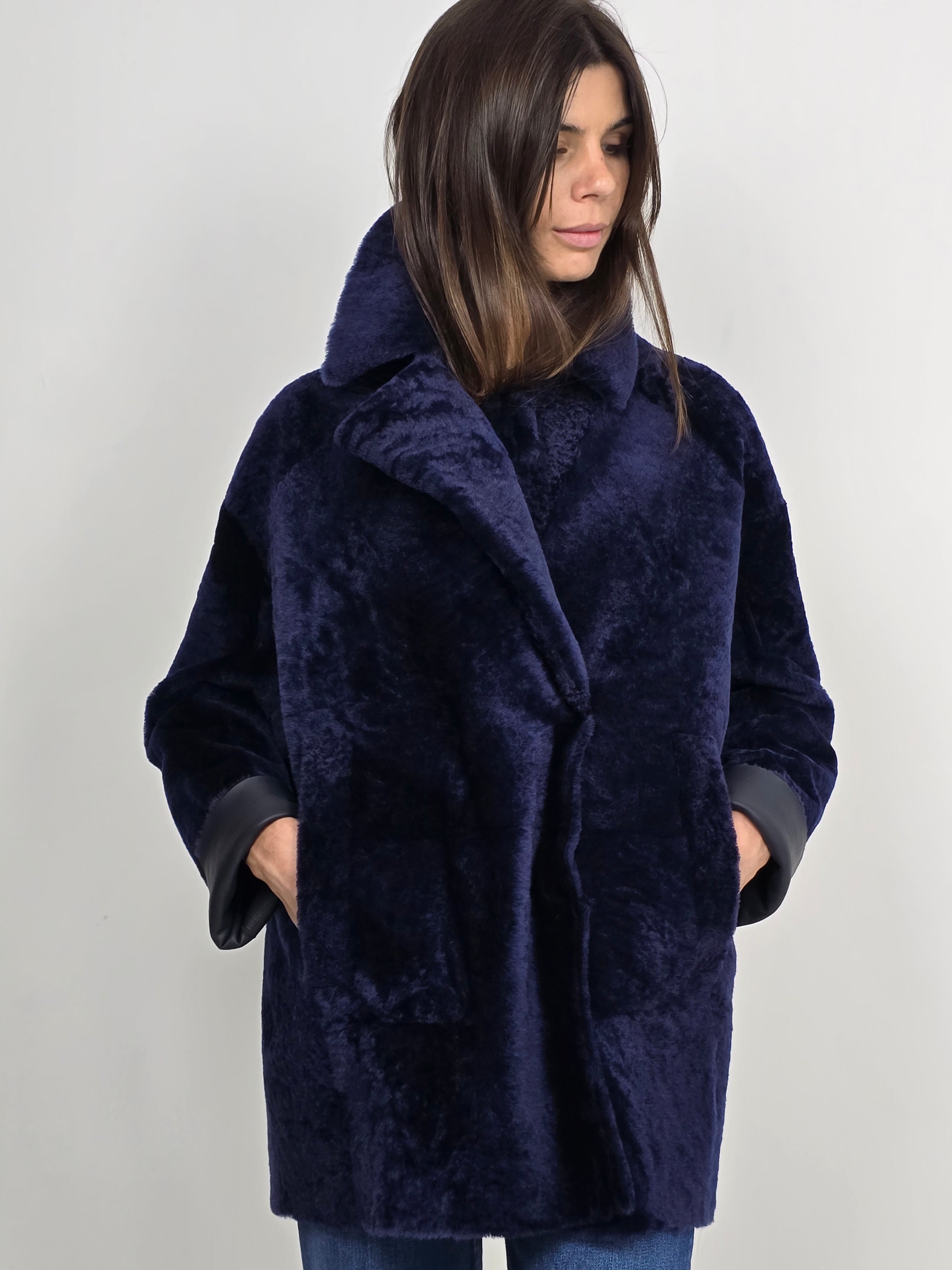 Blancha - Giacca shearling blu