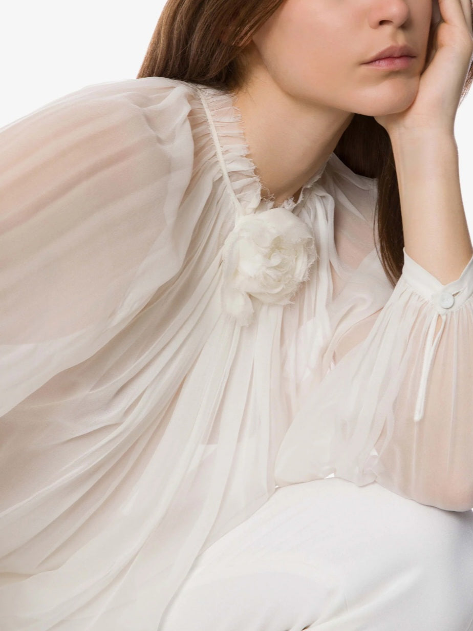 Alberta Ferretti - Camicia chiffon bianco