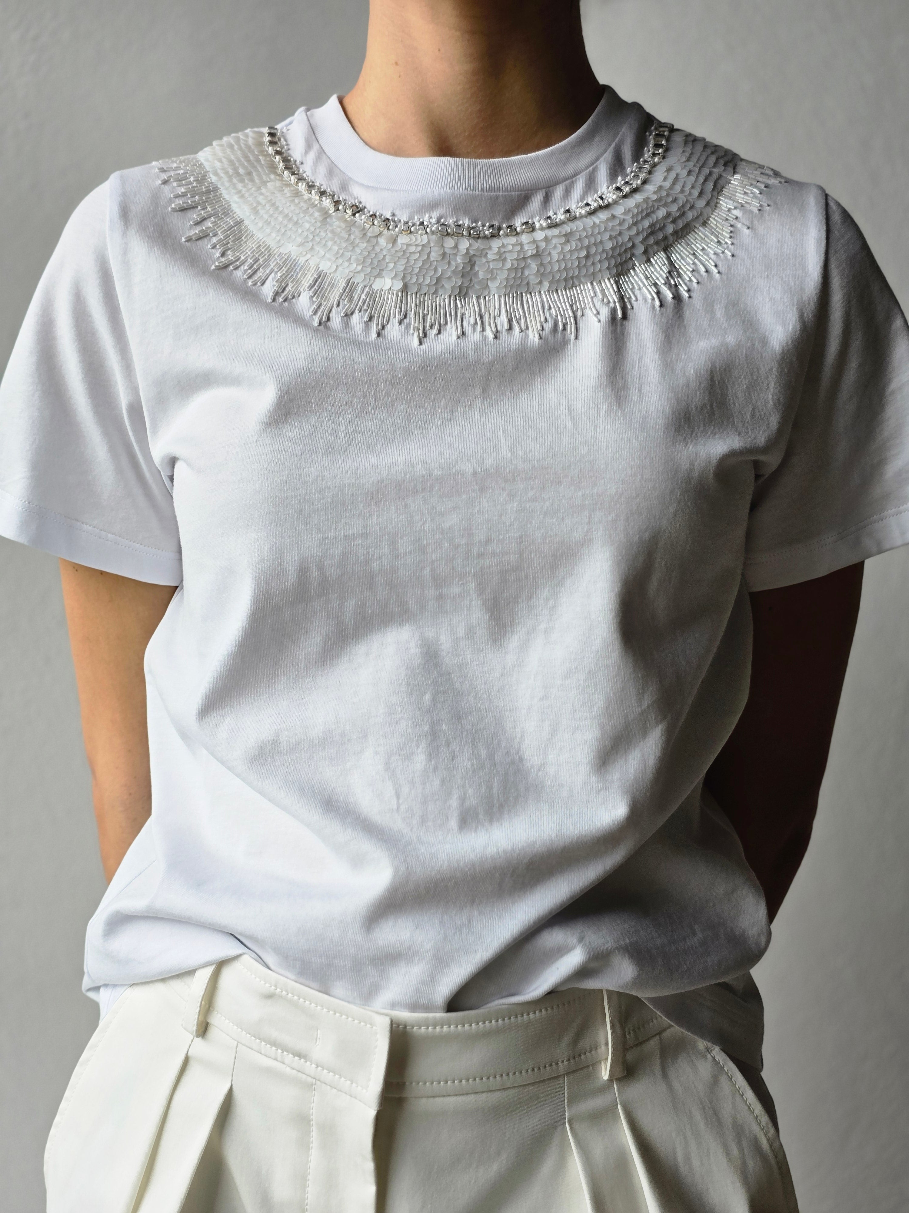 Alberta Ferretti - T-shirt con ricamo paillettes