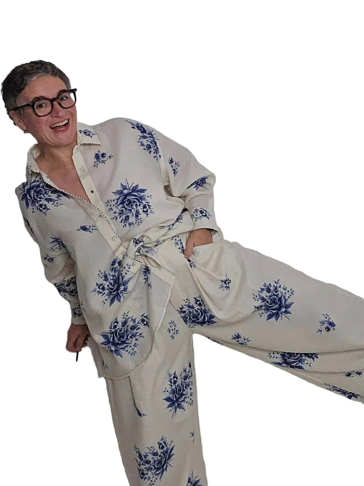 Péro - Pantalone in lana con fiori