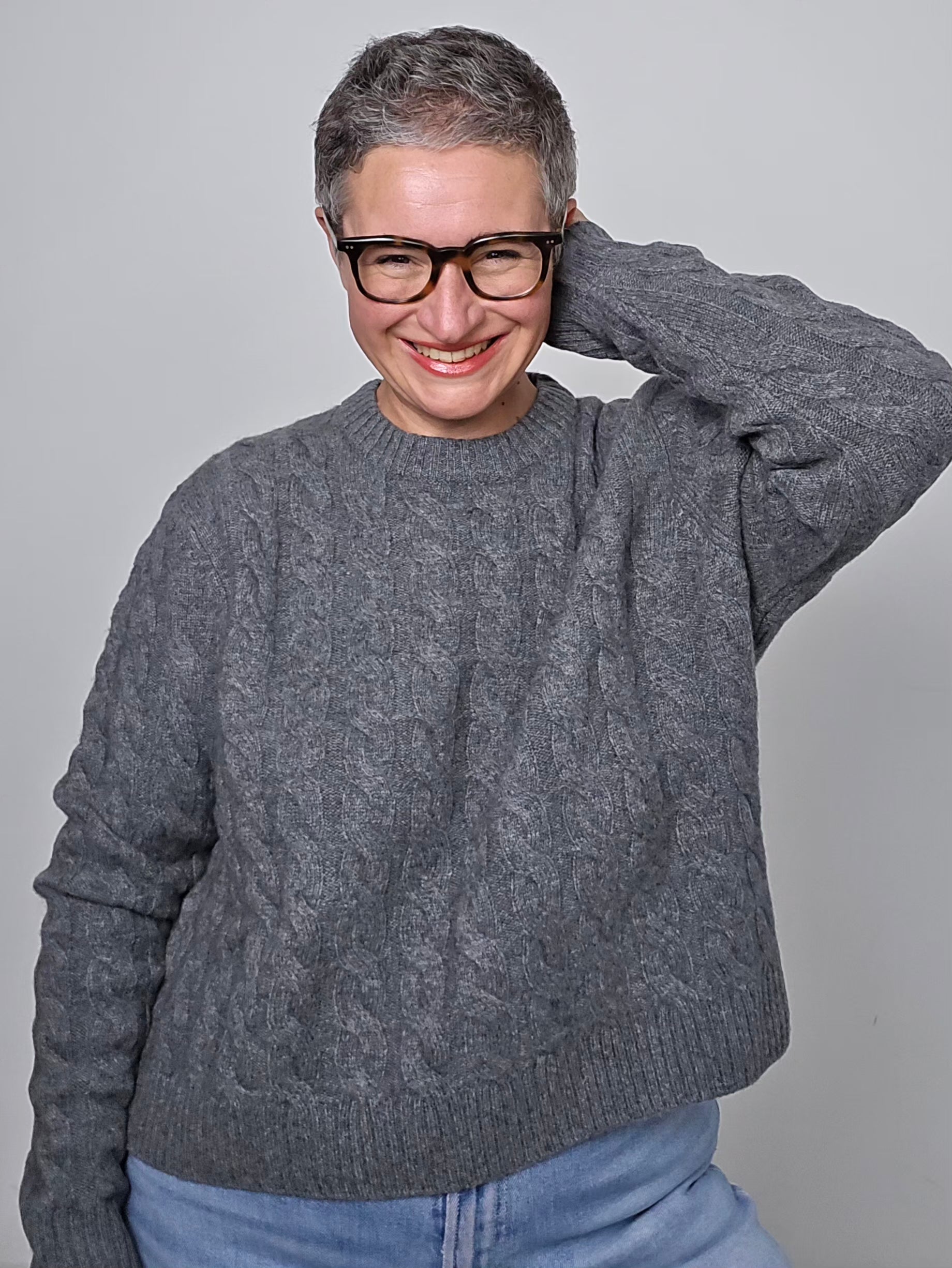 Be You - Maglia in cashmere a trecce dark grey