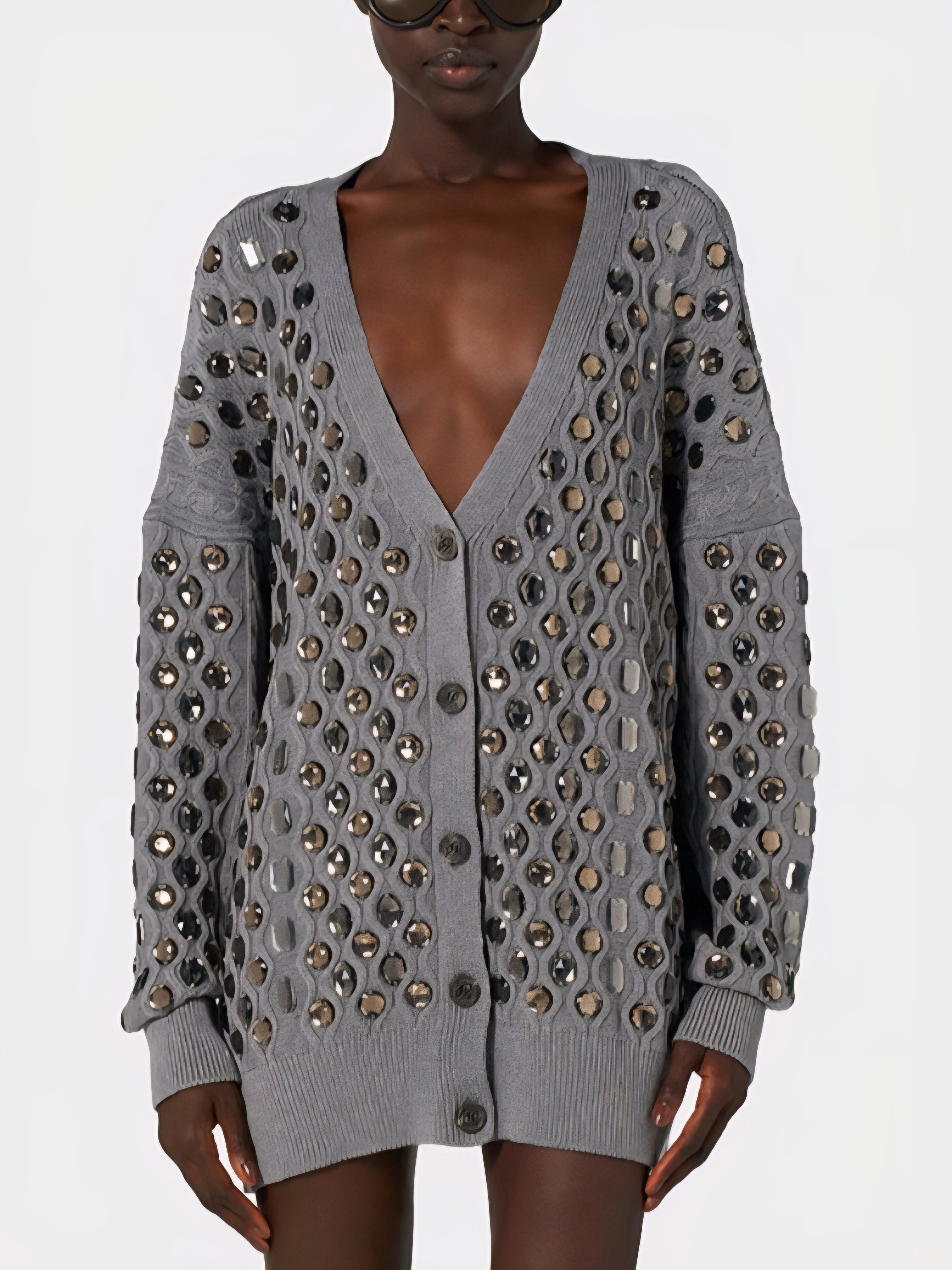 Giuseppe di Morabito -cardigan grigio cristalli