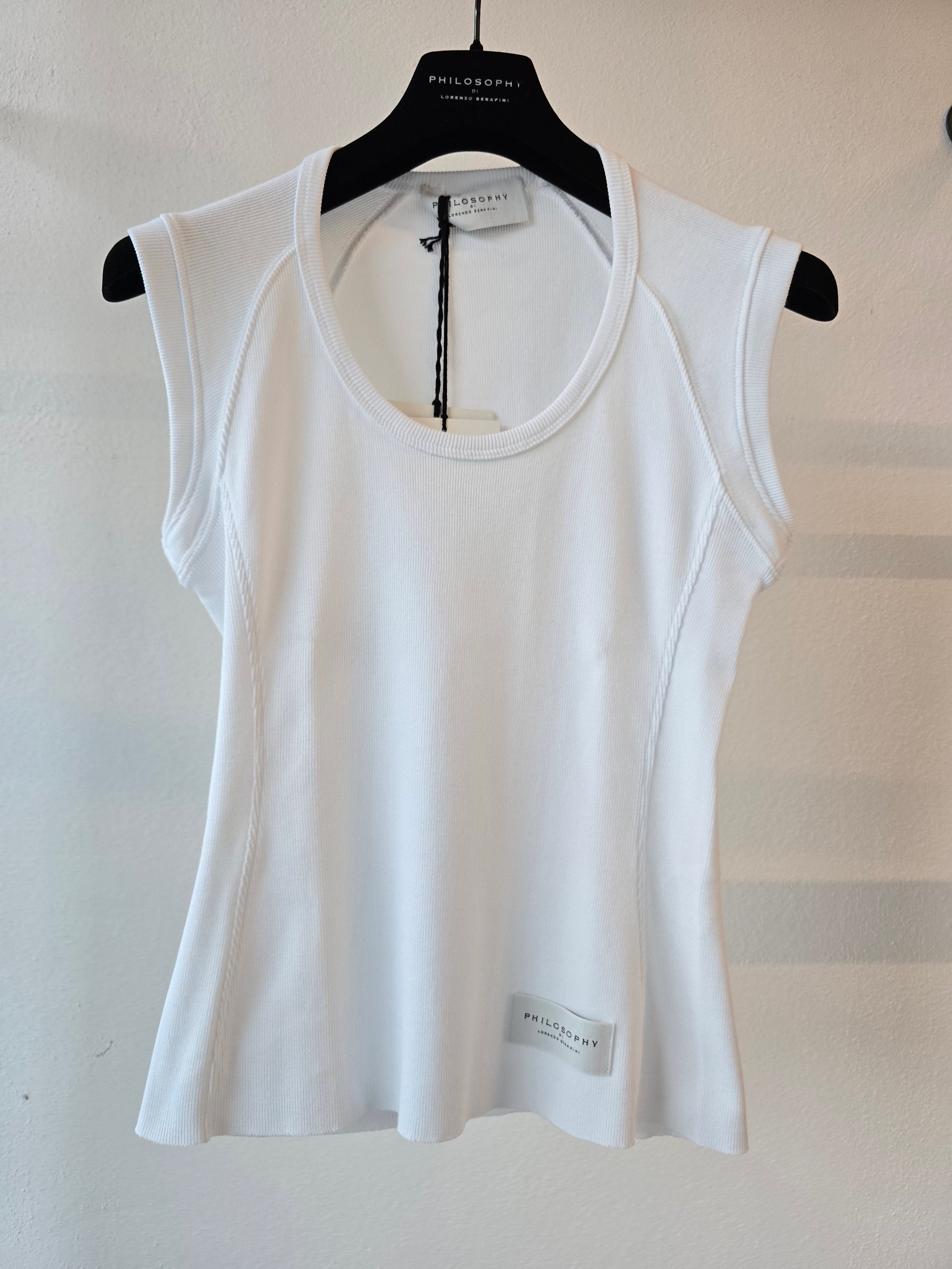 Philosophy di Lorenzo Serafini - Top bianco a costine