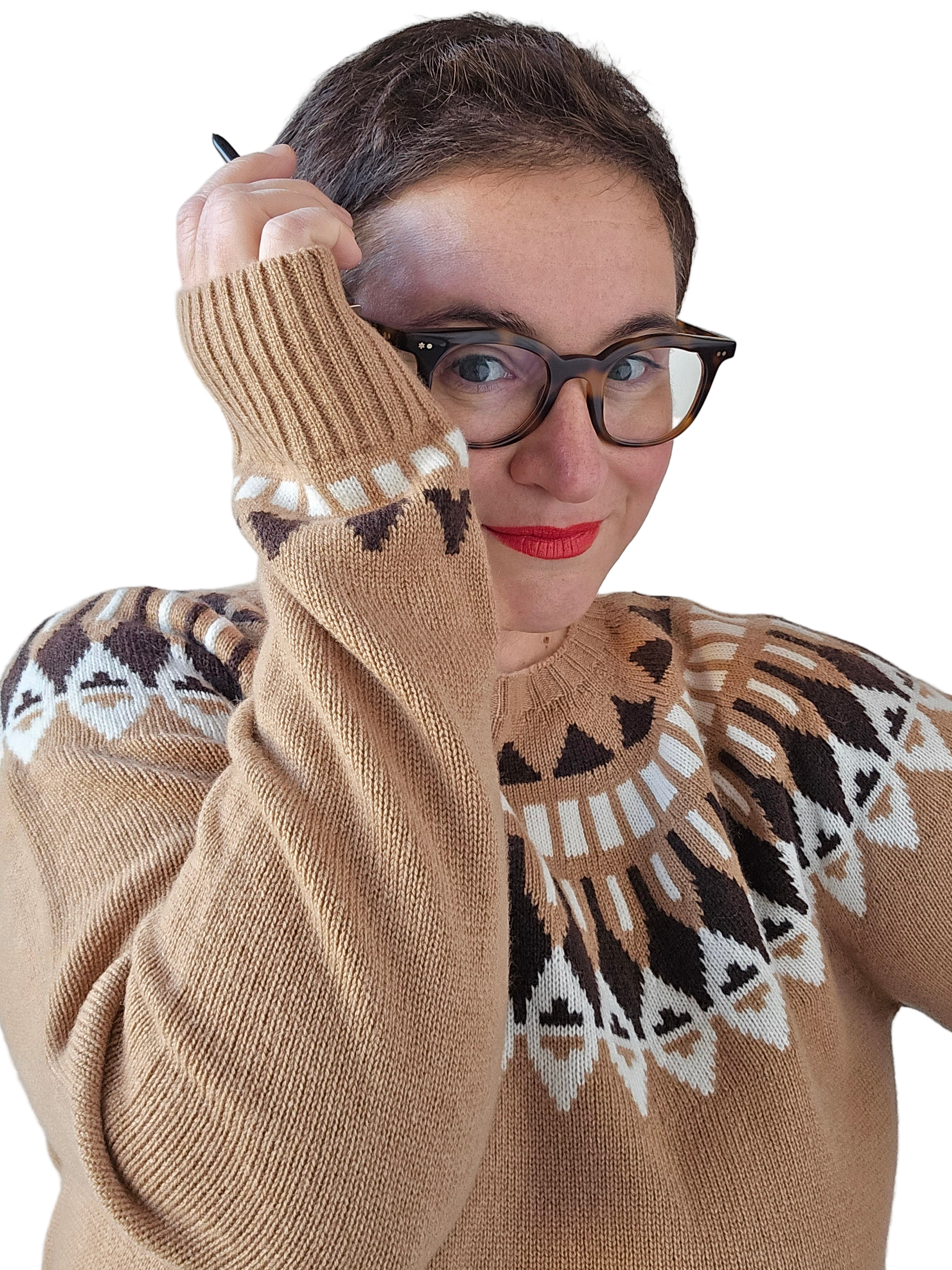 Canessa - Girocollo apres sky in lana e cashmere color biscotto