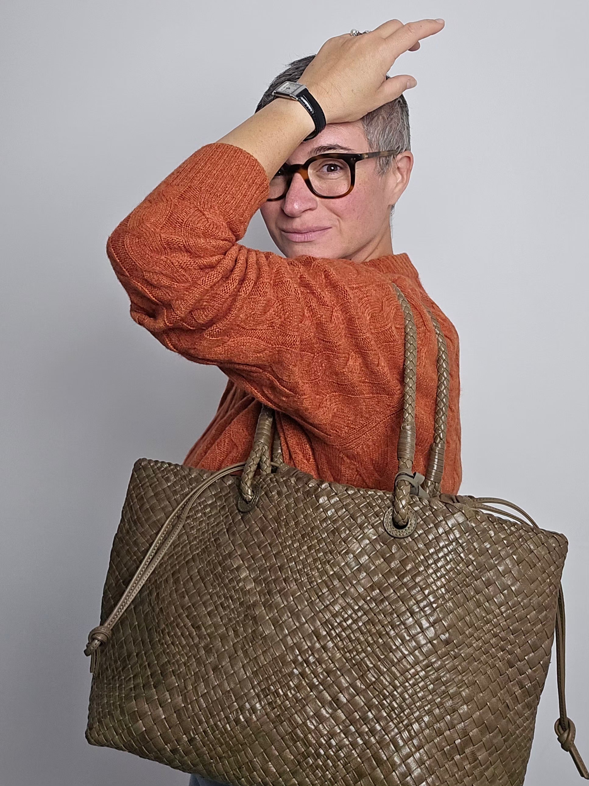 Ibeliv - Borsa in pelle " Bazika" kaki