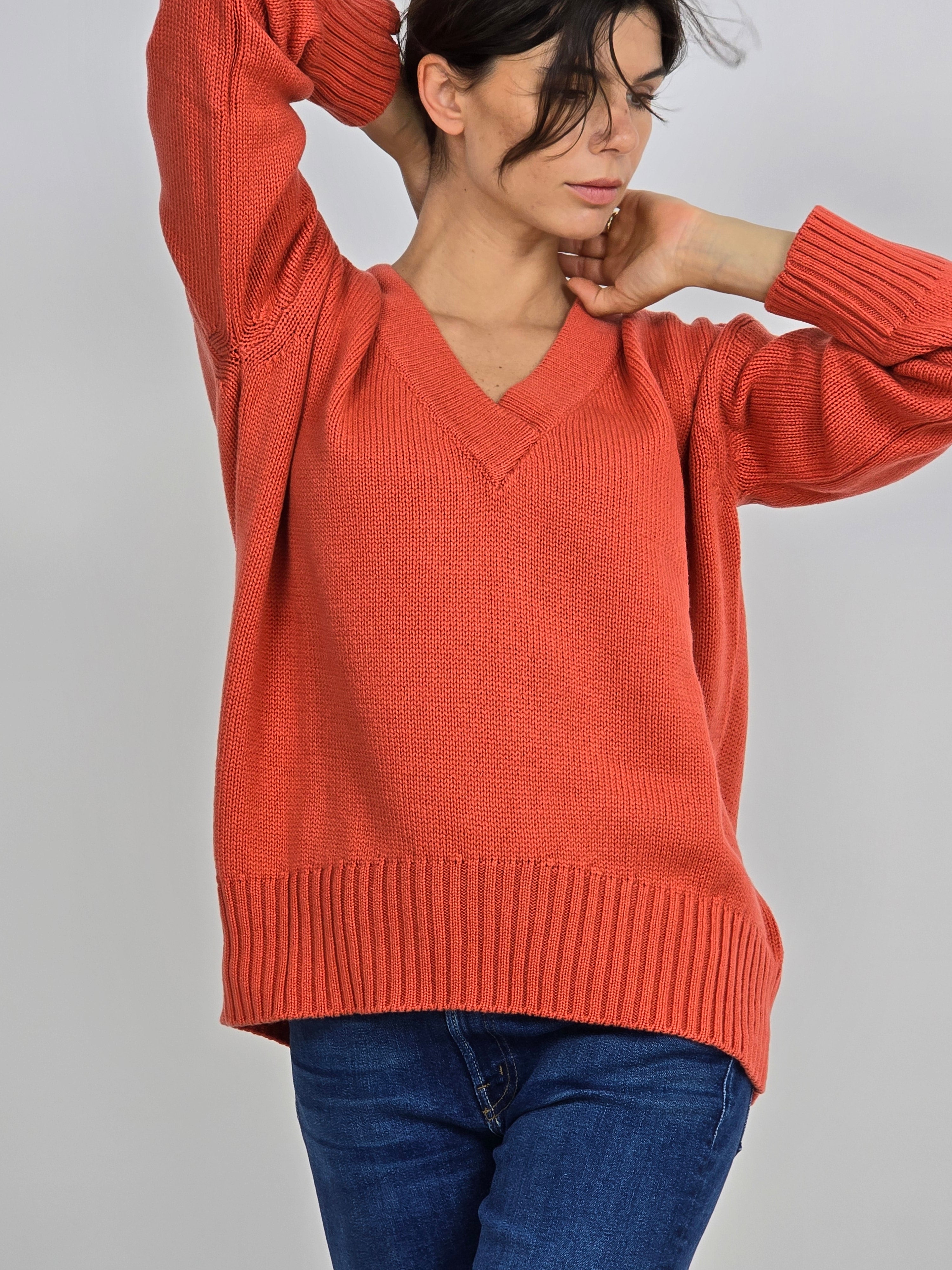 Canessa - Maglia cashmere mattone "Patricia"