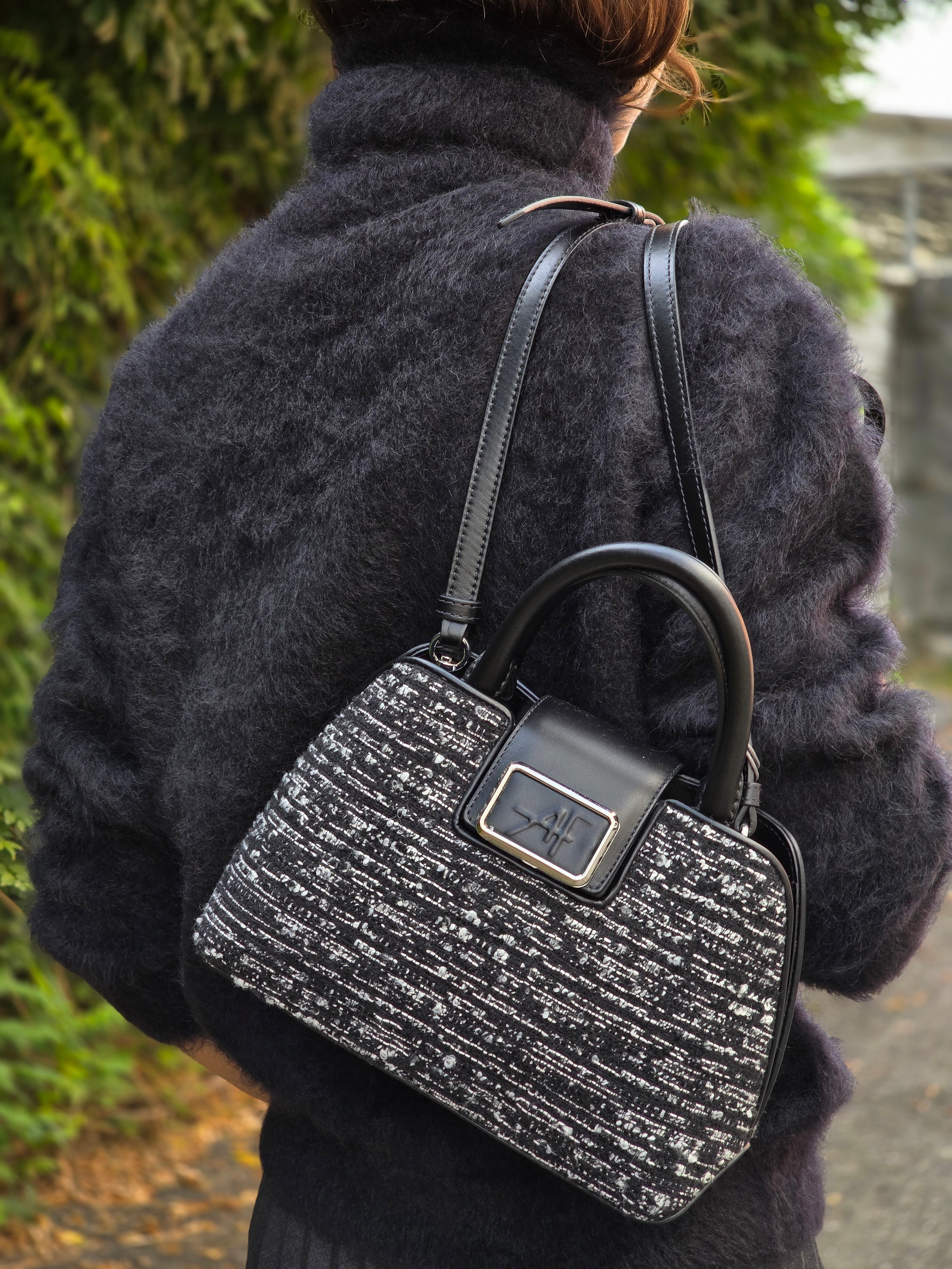 Alberta Ferretti - Borsa con manici tweed