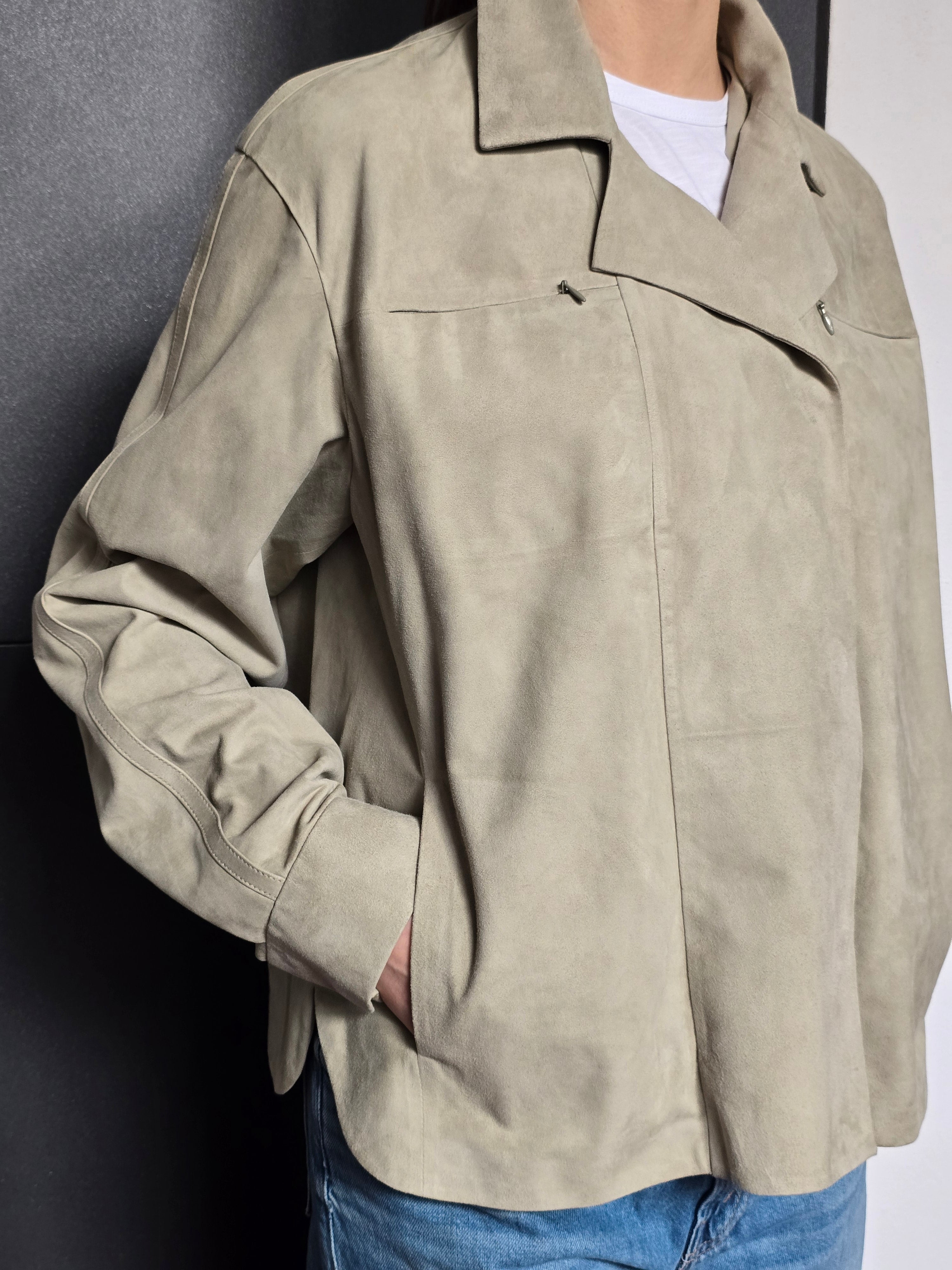 Desa 1972 - Giacca Camicia in light suede nappato, salvia