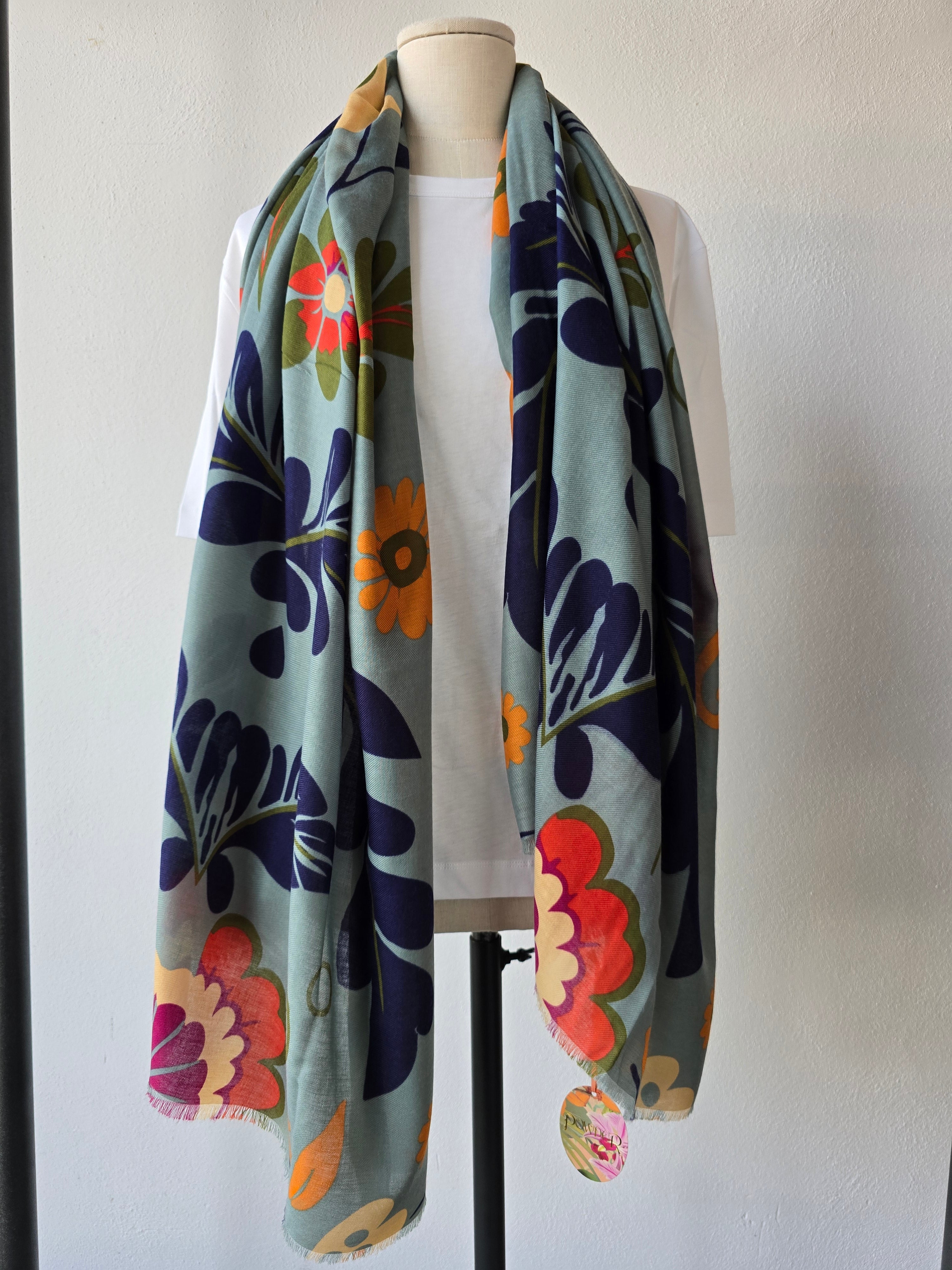 Sciarpa in mussola di lana  multicolor