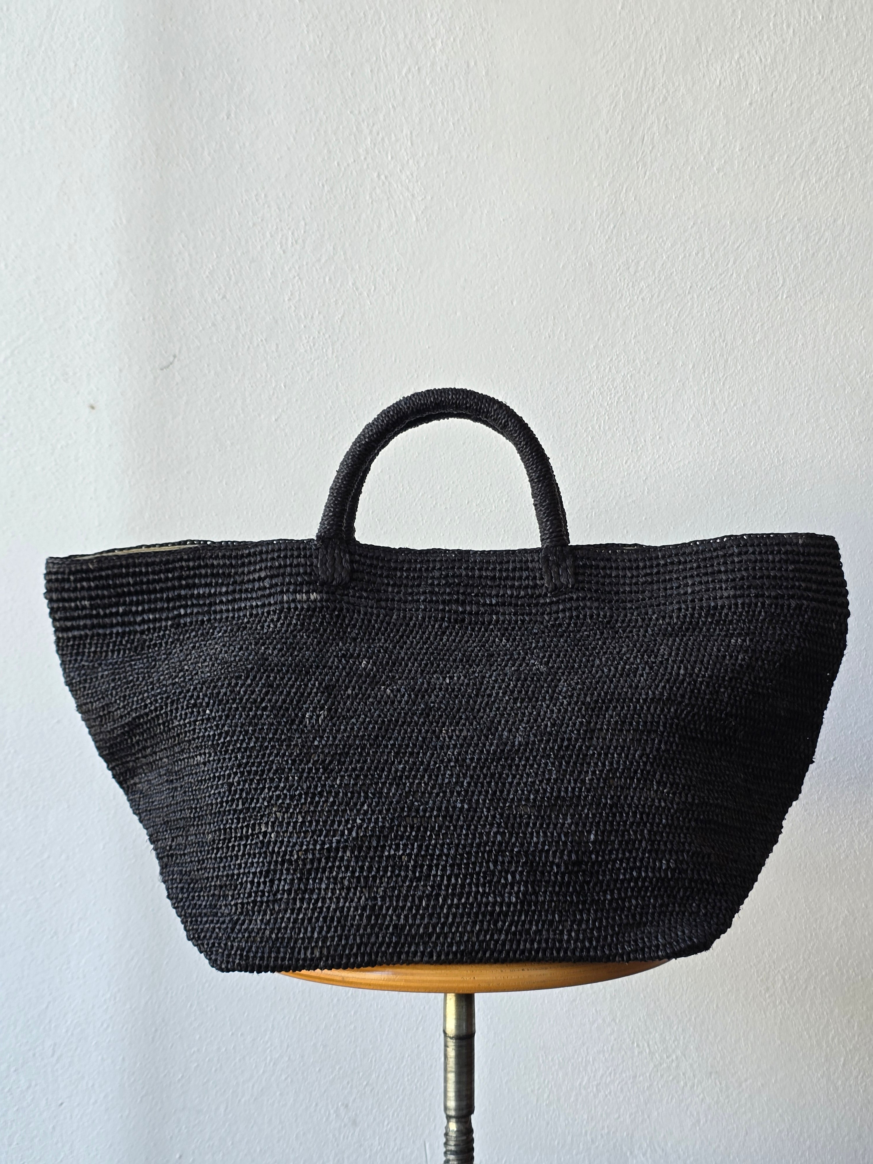 Ibeliv - Borsa in rafia grande "Vanilla" Black