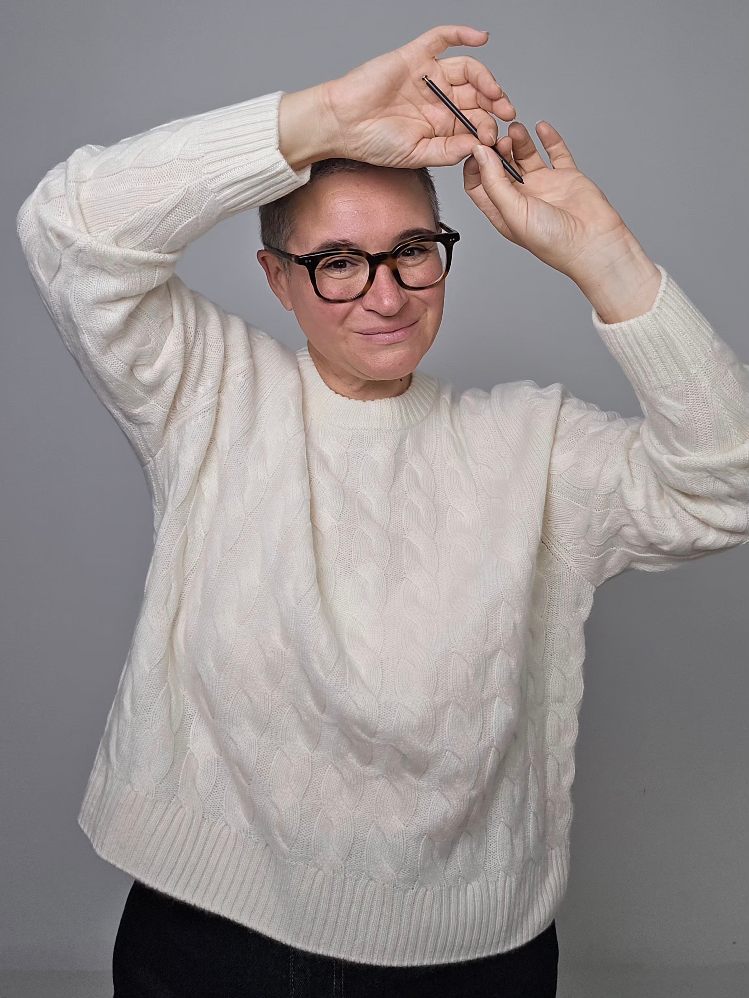Be You - Maglia cashmere trecce avorio