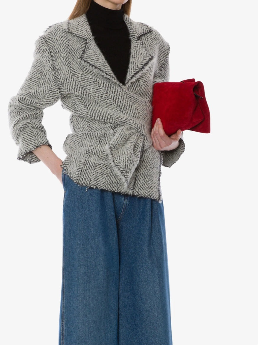 Alberta Ferretti -- Giacca in bouclè spigato avorio