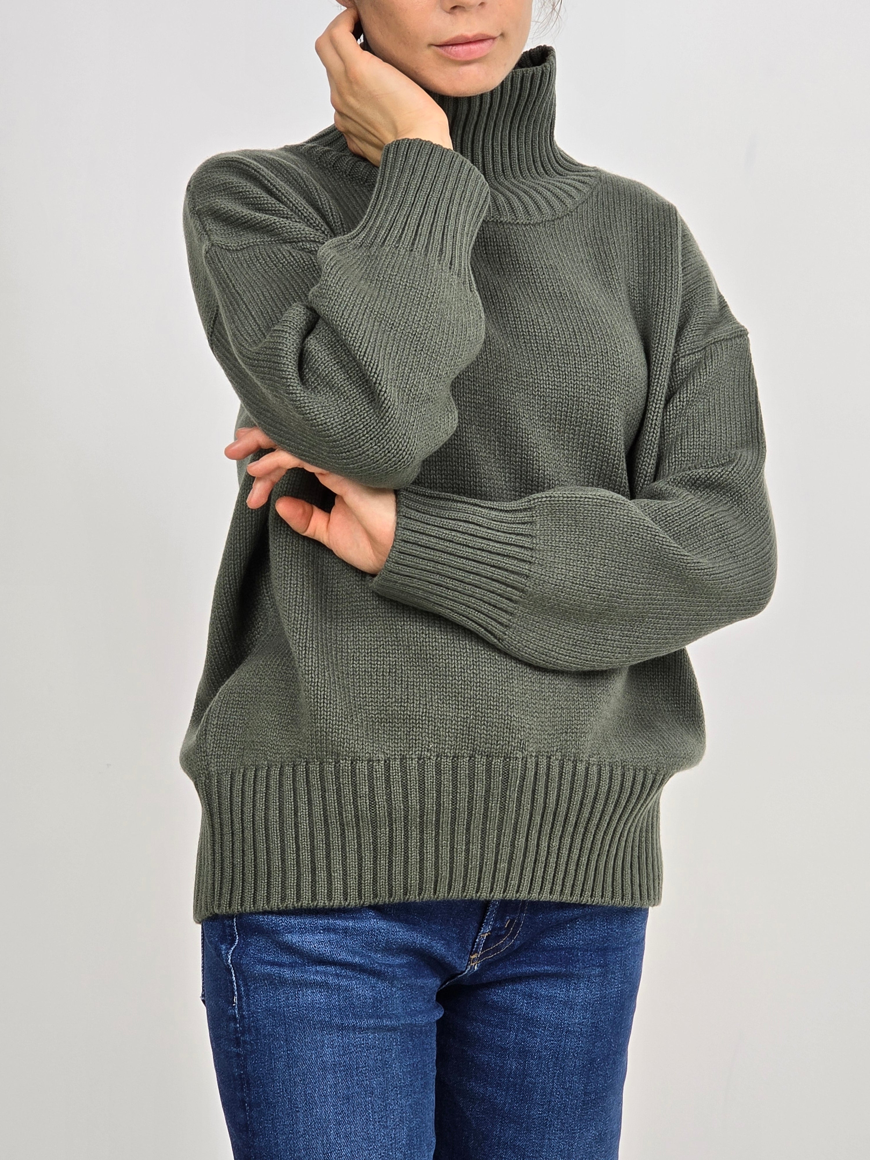 Canessa - Maglia cashmere verde bosco "Connie"