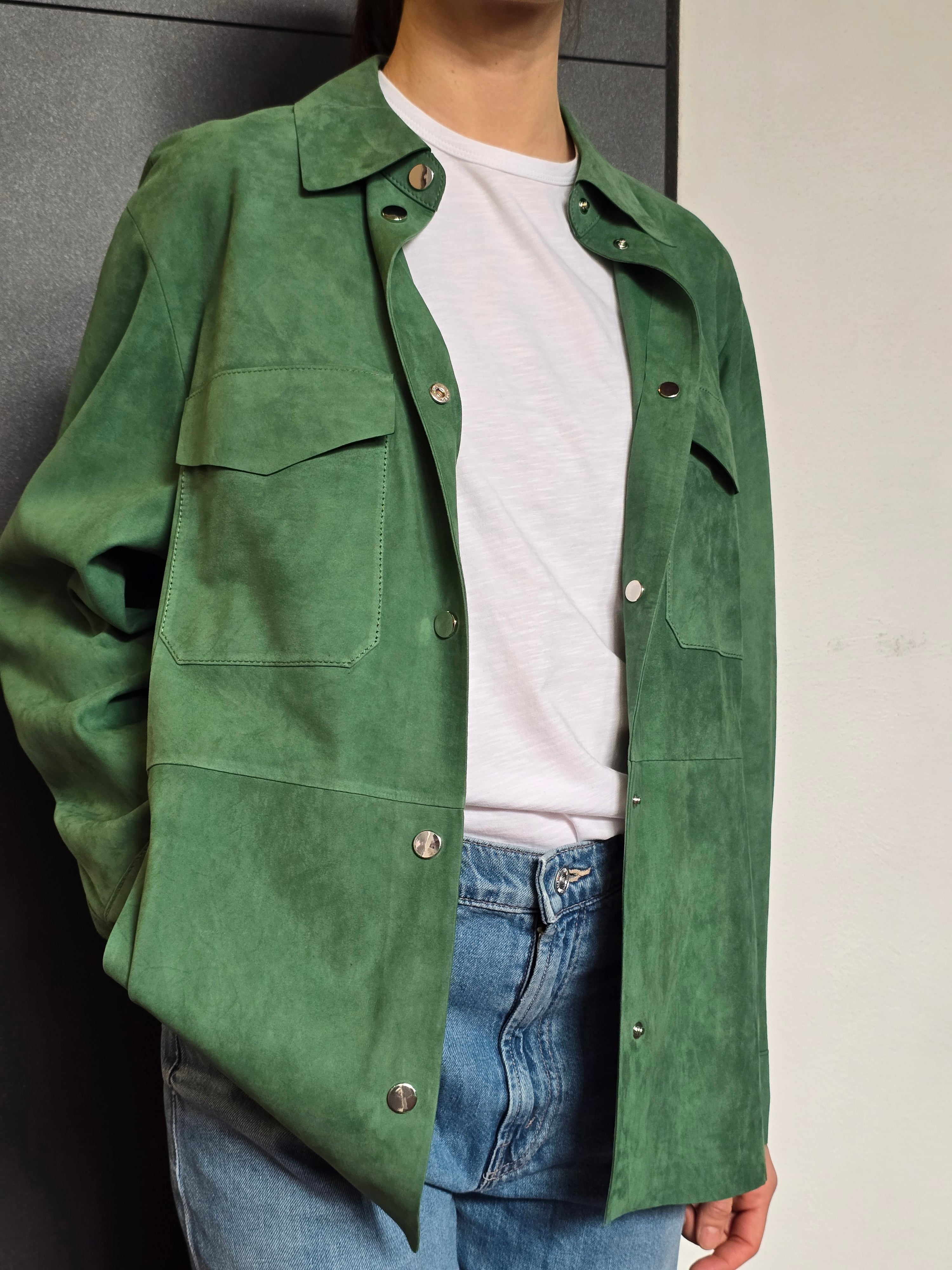 Desa 1972 - Giacca Camicia in light suede nappato, verde