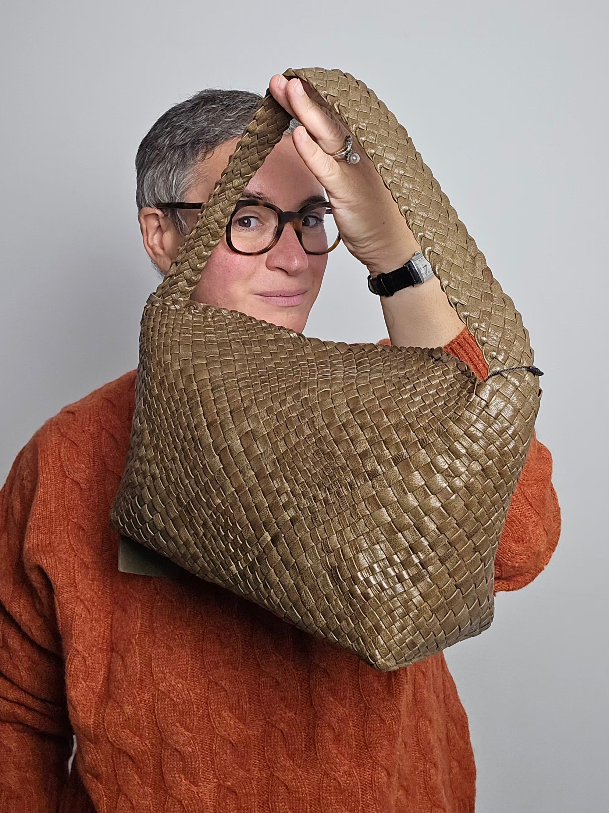 Ibeiv - Borsa in pelle "Aura" kaki