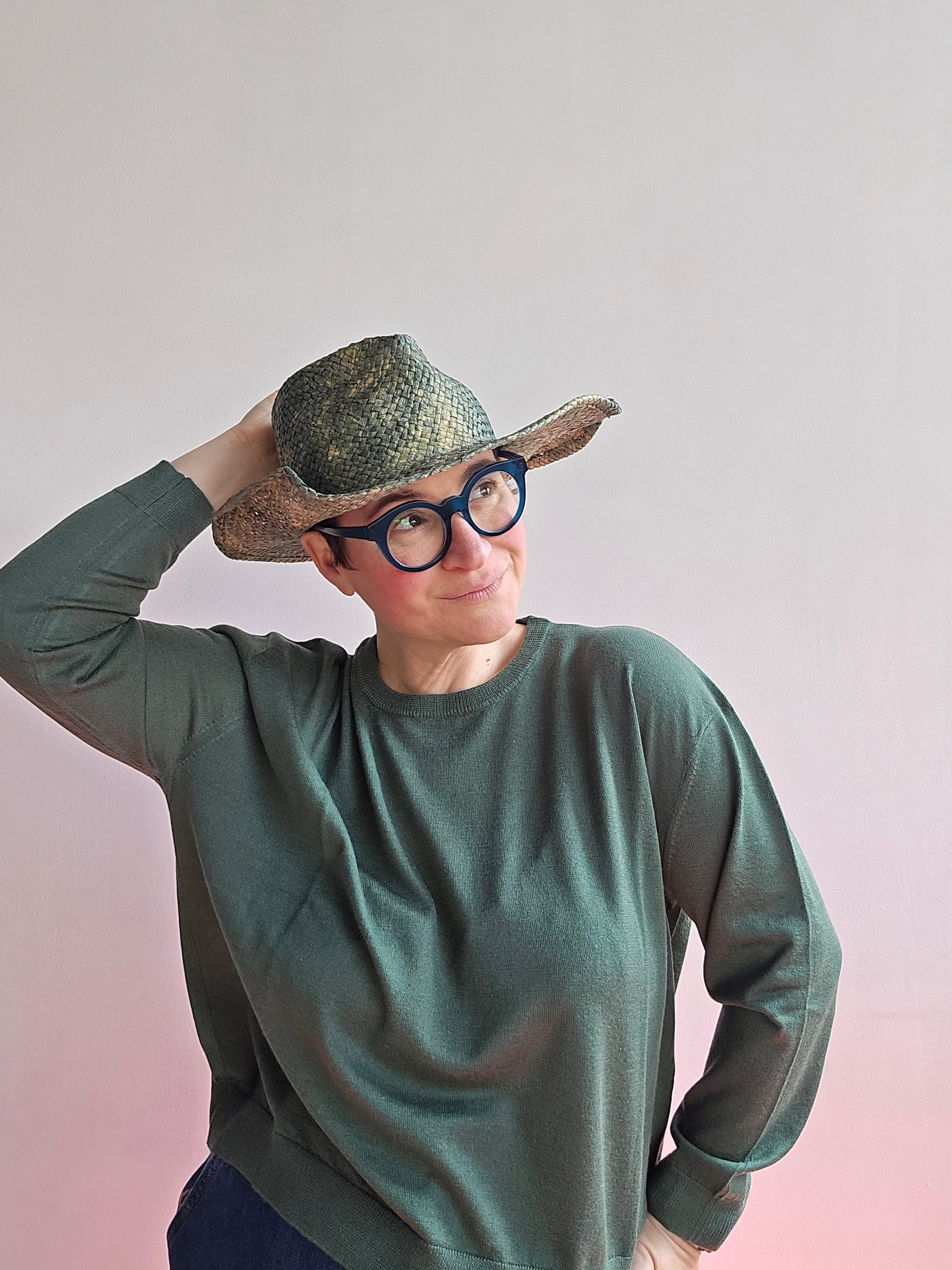 Be You - Maglia girocollo verde cashmere e seta