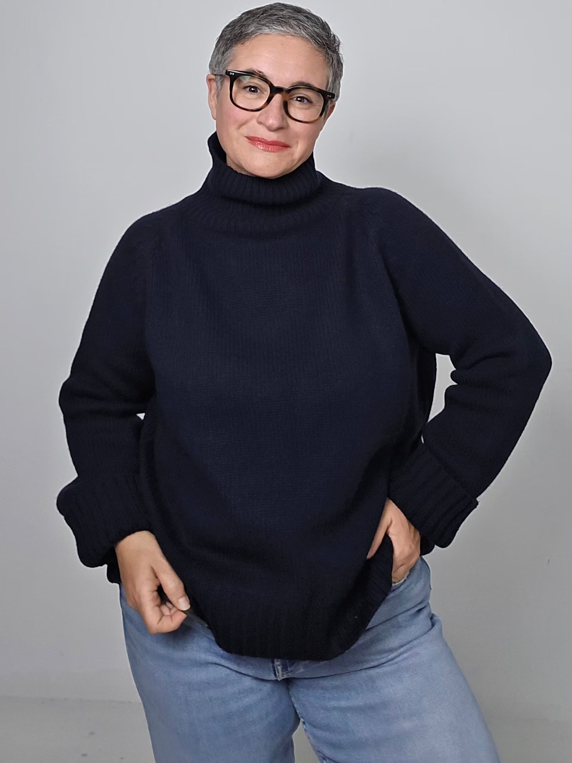Be You - Maglia cashmere turtle neck navy