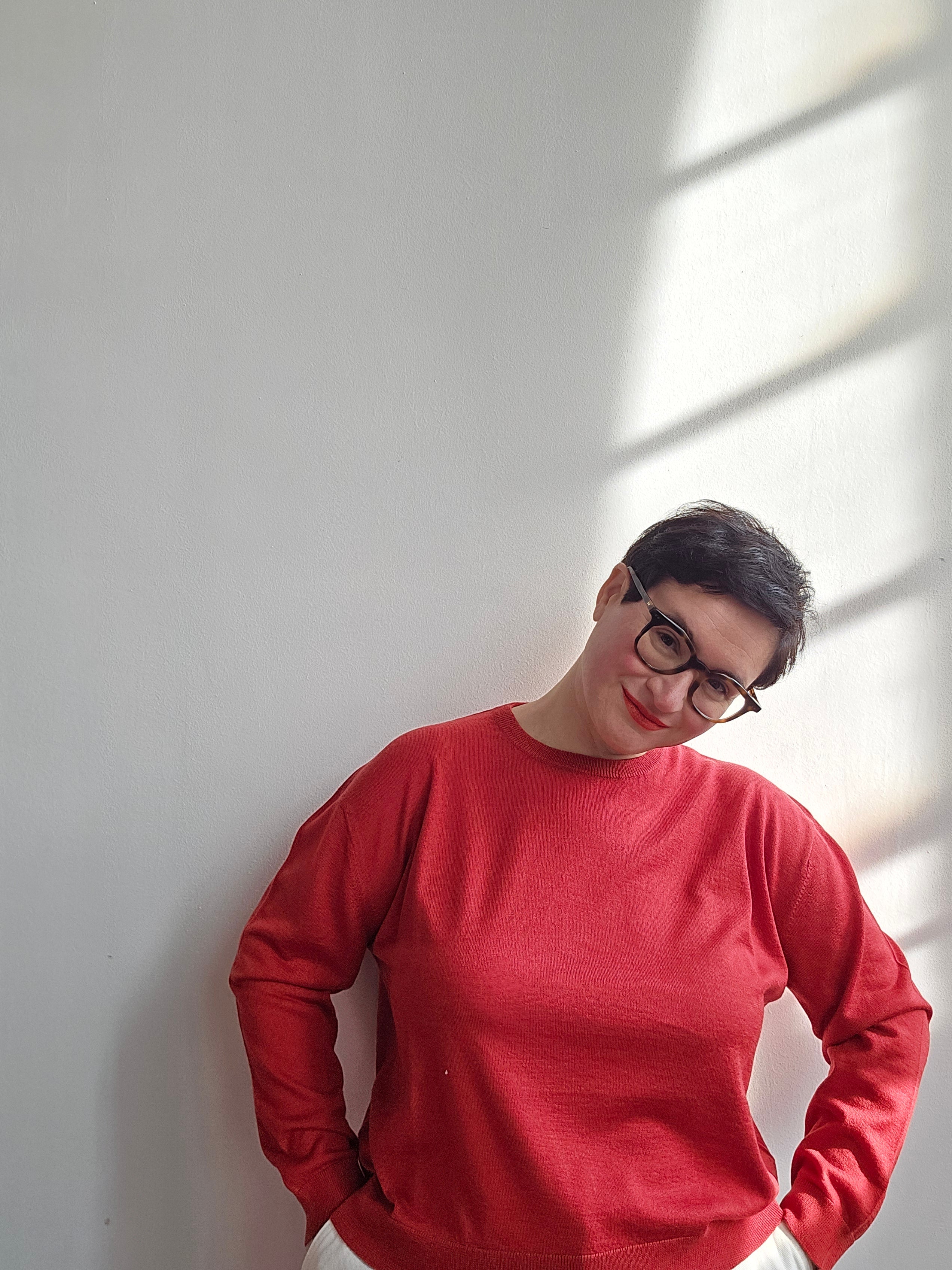 Be You - Maglia rossa girocollo in cashmere e seta