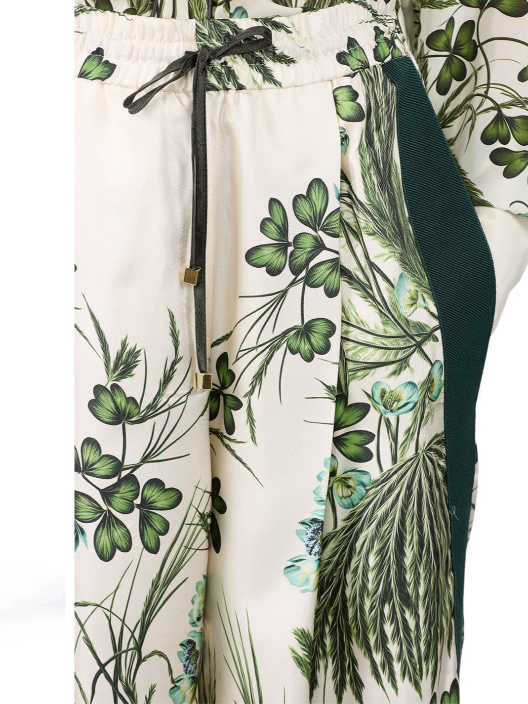 F.R.S - Pantalone seta avorio stampa botanica