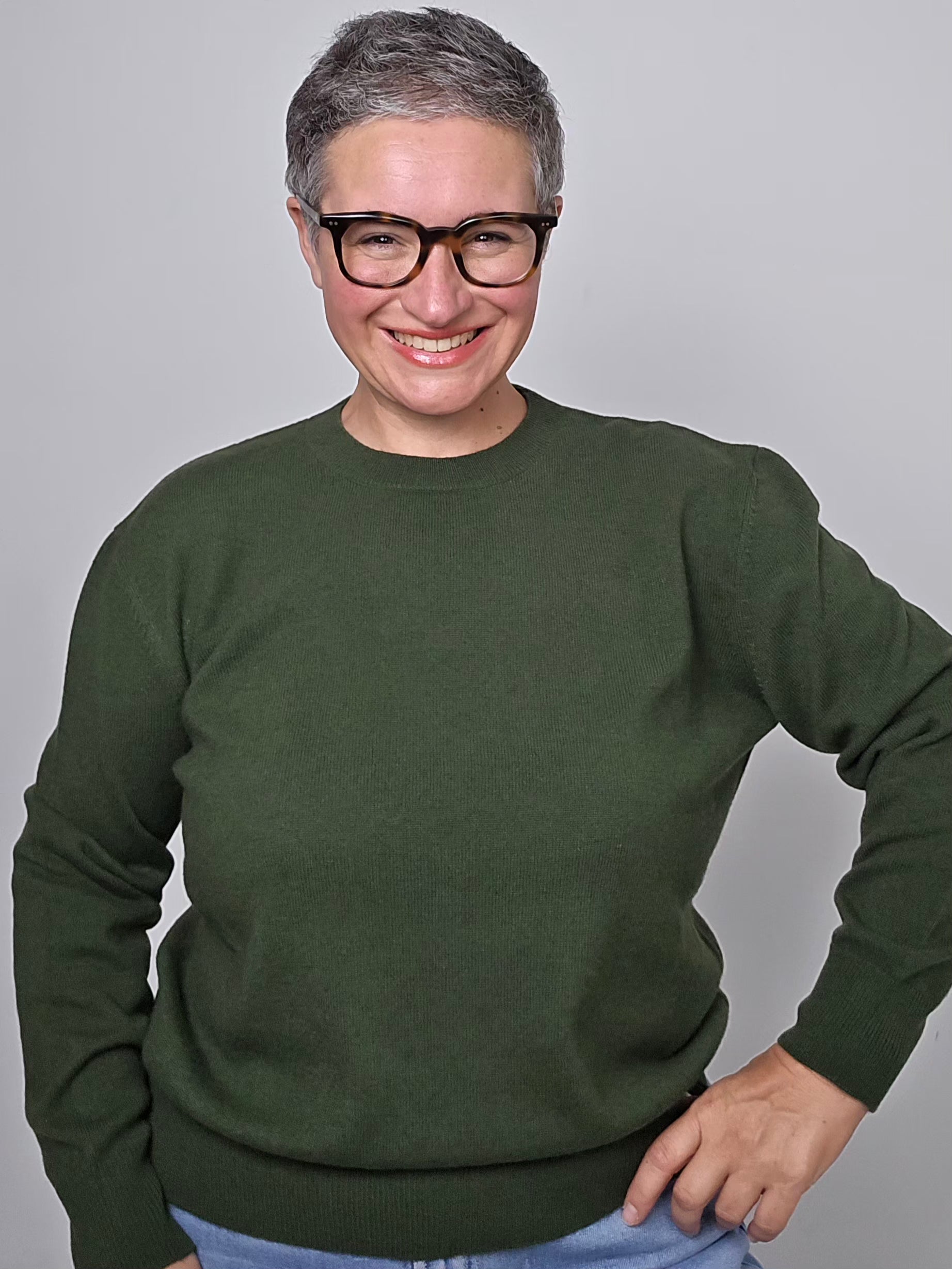 Be You - Maglia girocollo in cashmere loden green
