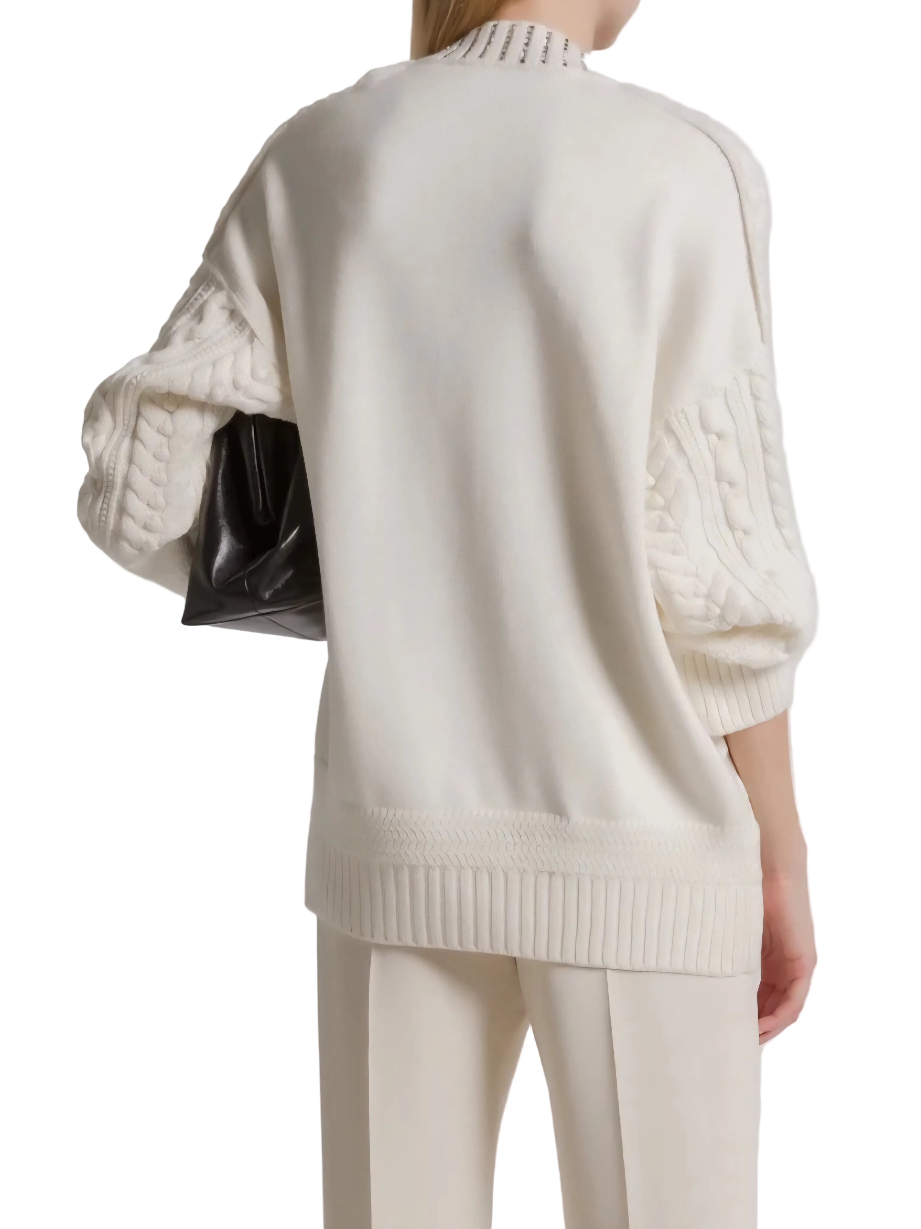 Alberta Ferretti - Maglia bianca a trecce e cristalli