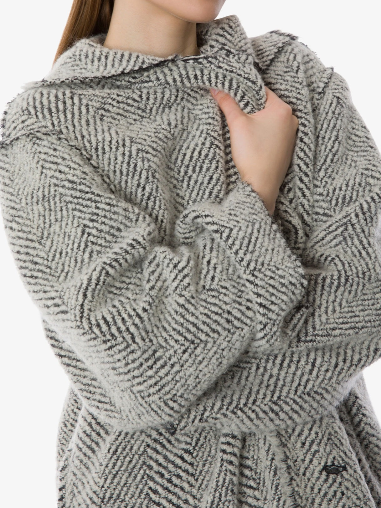 Alberta Ferretti - Cappotto lungo in bouclè spigato