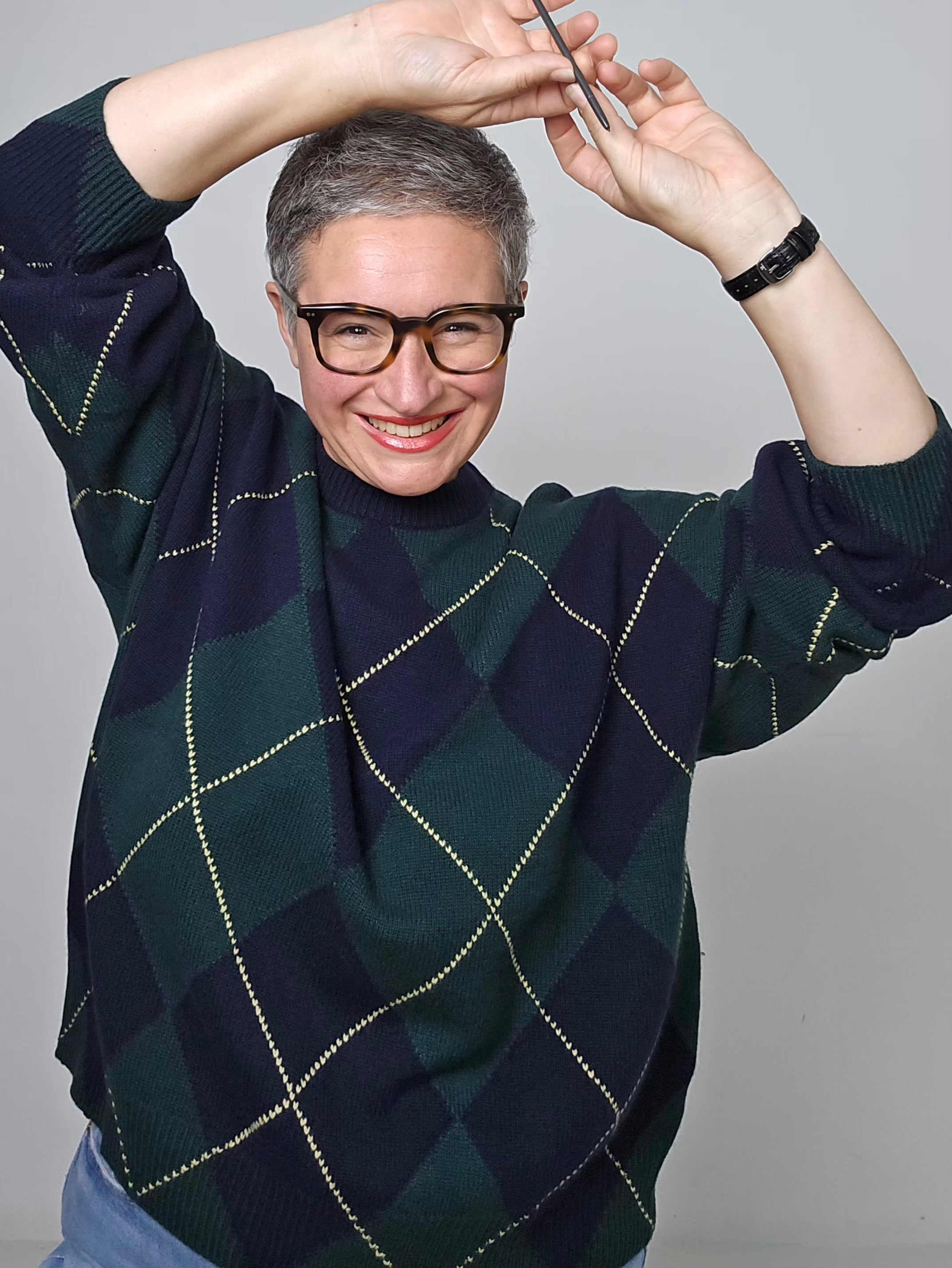 Be You - Maglia girocollo a rombi cashmere