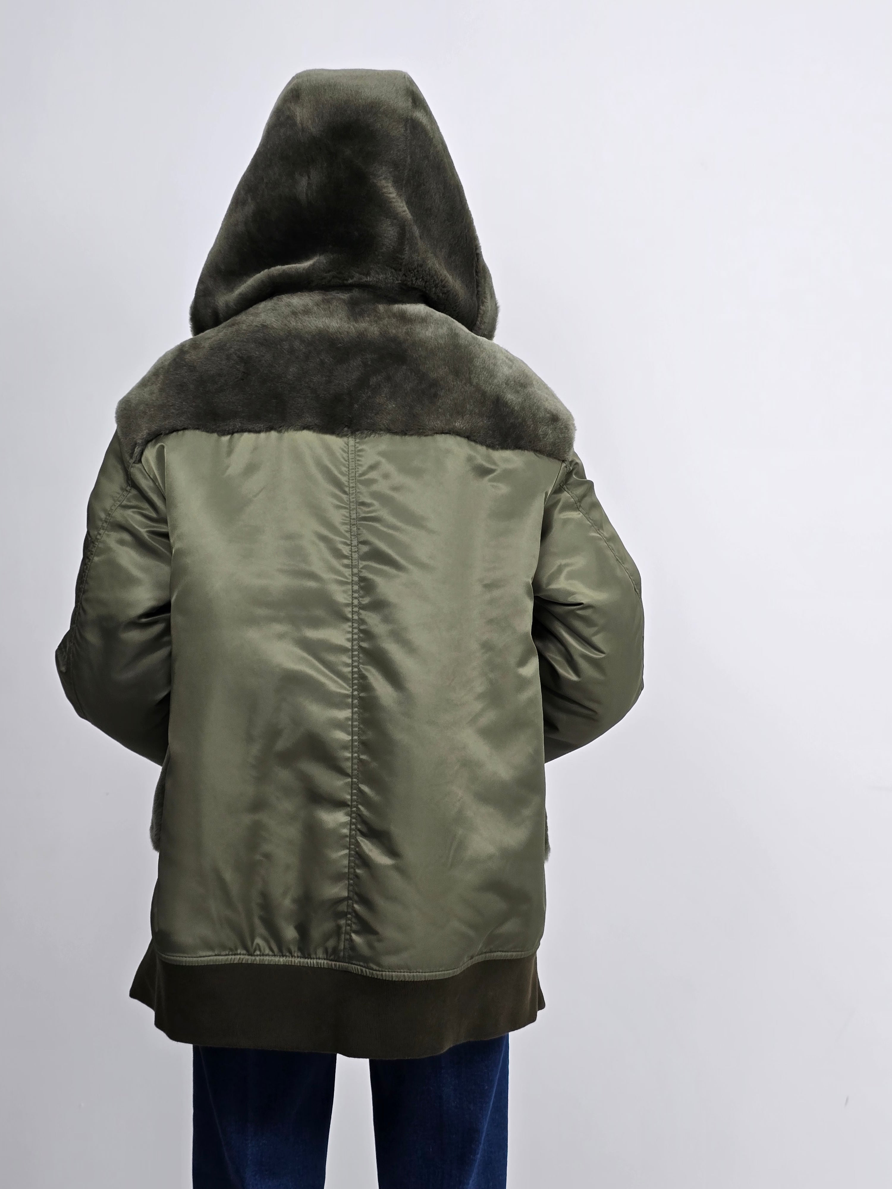 Blancha - Giacca nylon shearling militare