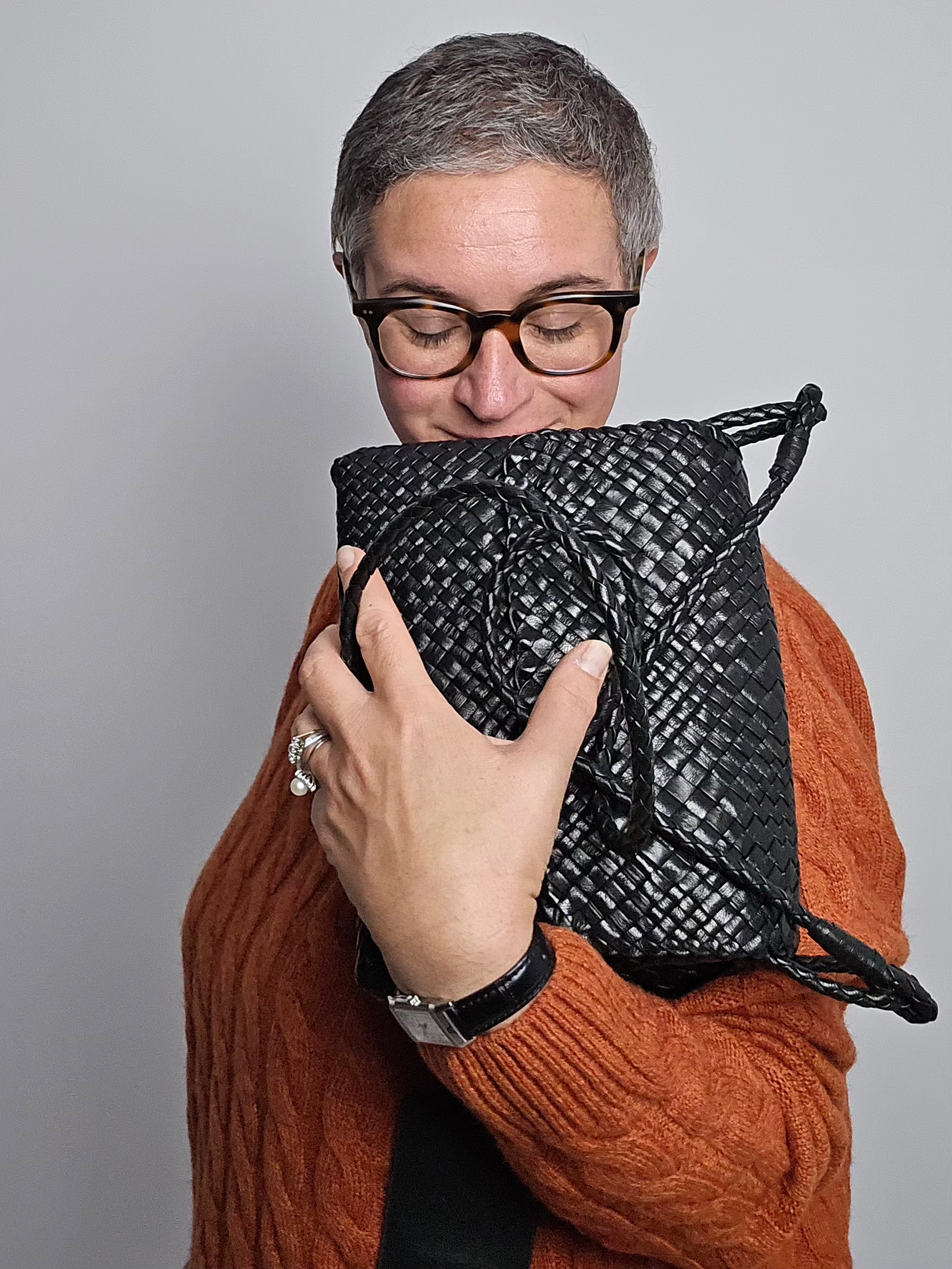 Ibeliv - Borsa intrecciata "Paris" nera