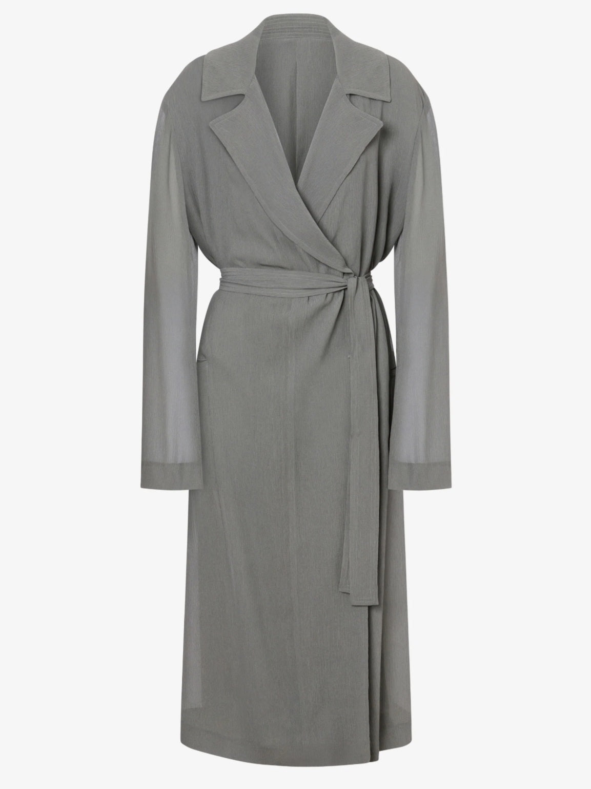 Alberta Ferretti -soprabito lungo in creponne di viscosa, grigio