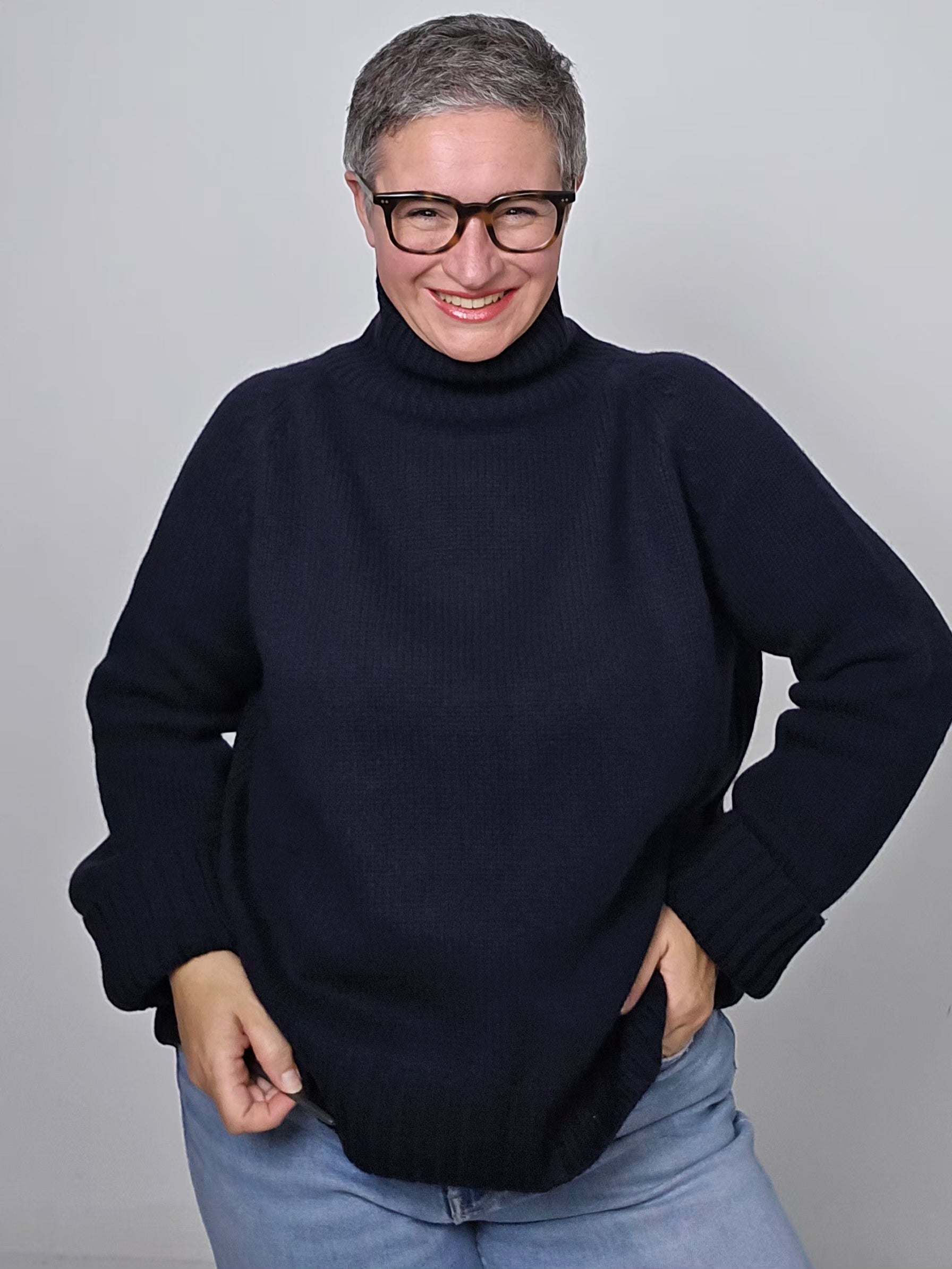 Be You - Maglia cashmere turtle neck navy
