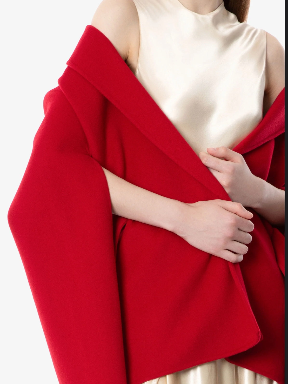 Alberta Ferretti - Giacca rossa in  panno double con maniche a mantella