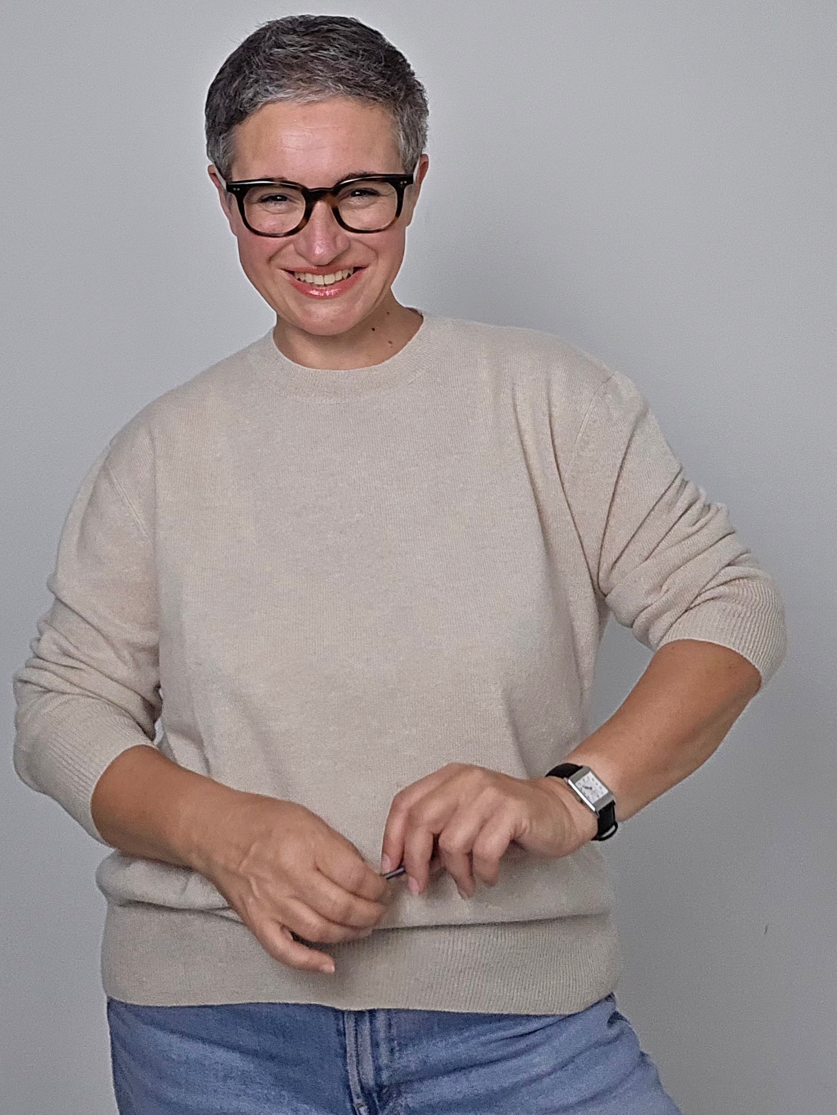 Be You - Maglia girocollo in cashmere sabbia