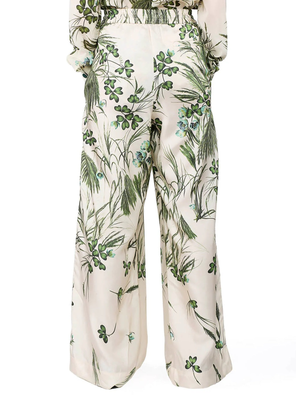 F.R.S - Pantalone seta avorio stampa botanica