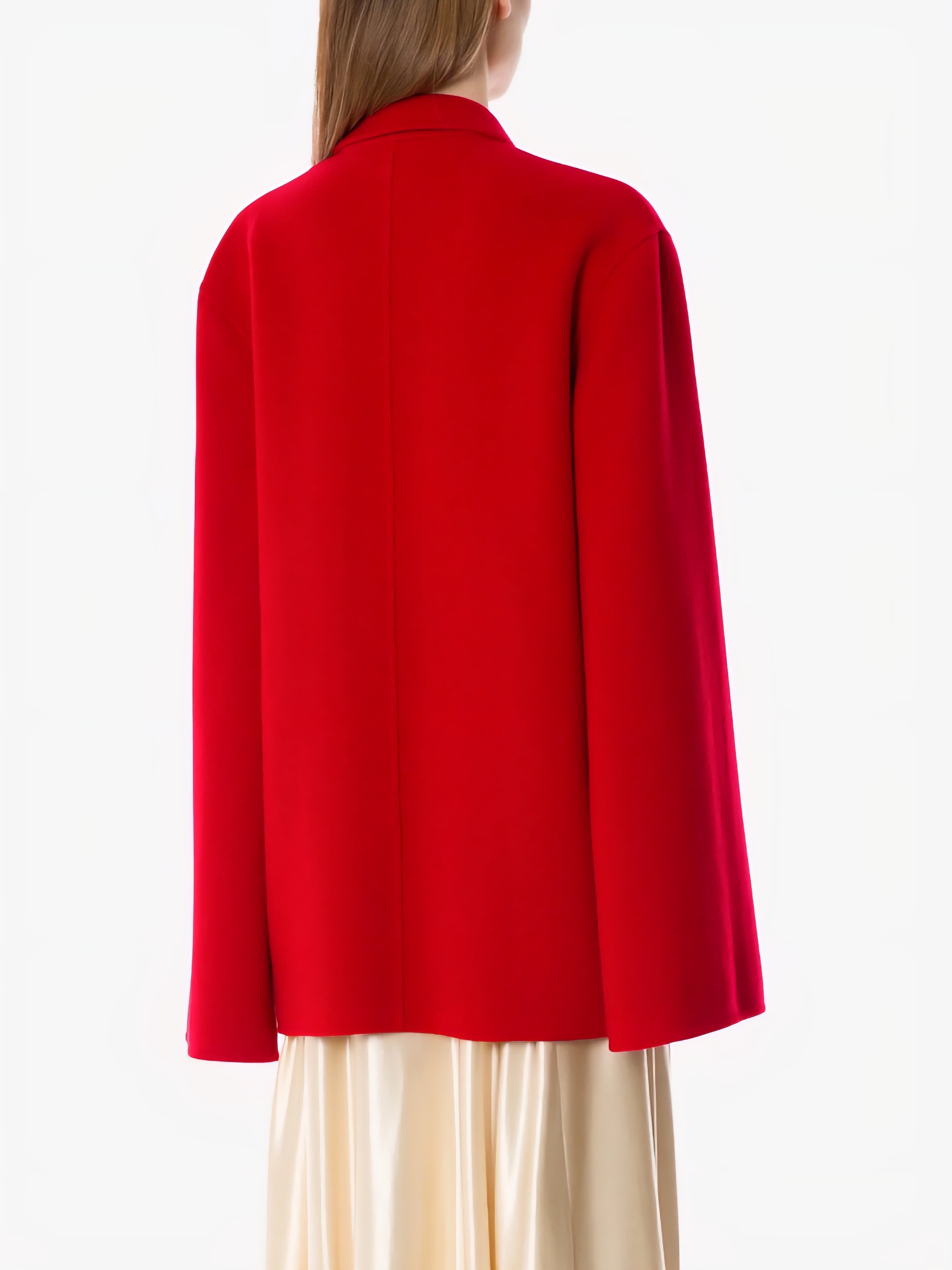 Alberta Ferretti - Giacca rossa in  panno double con maniche a mantella