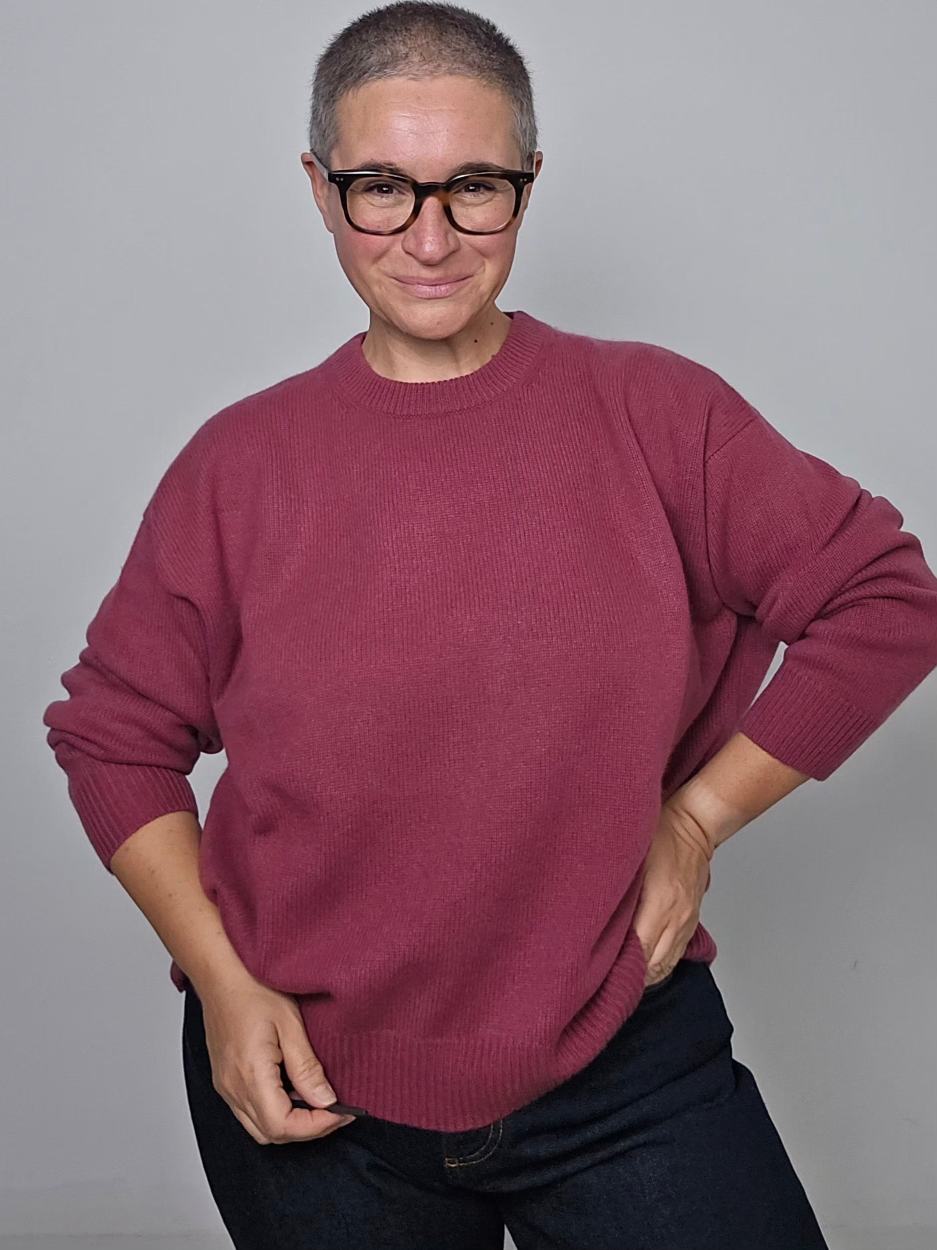 Be You - Maglia girocollo cashmere rosa antico