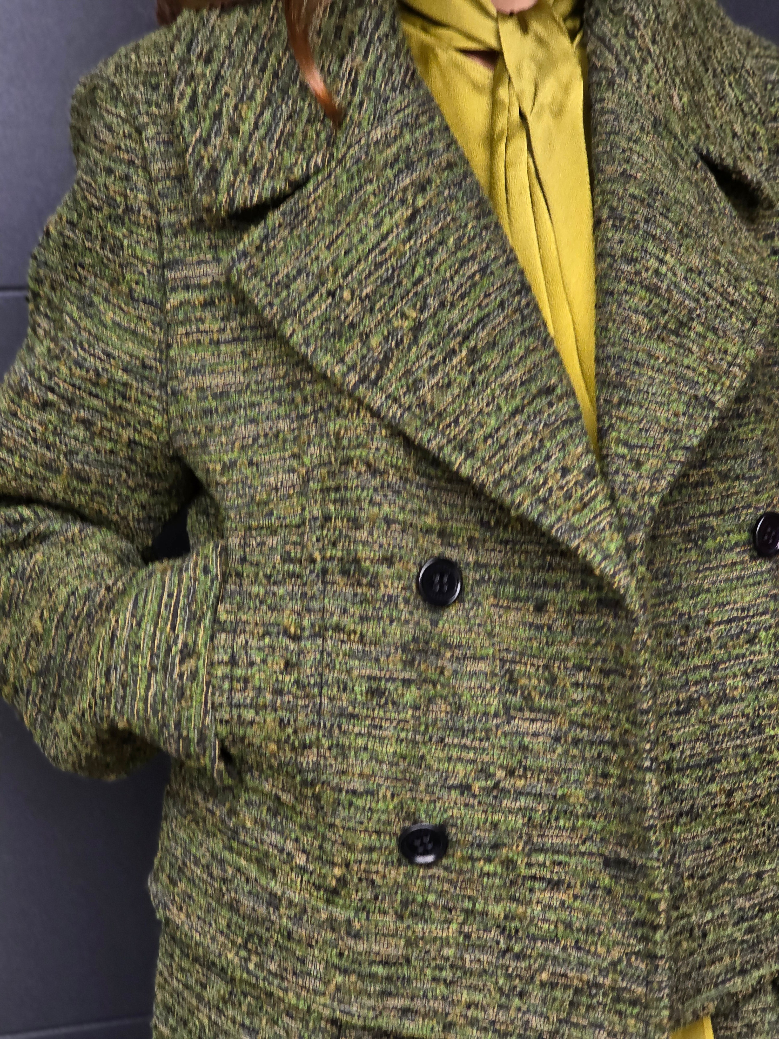 Alberta Ferretti - Cappotto corto in tweed verde